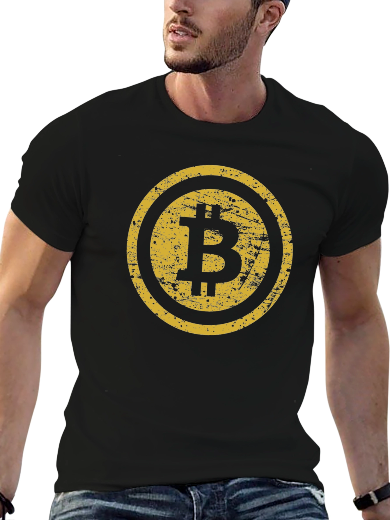 Bitcoin Distressed Graphic Tee - Black