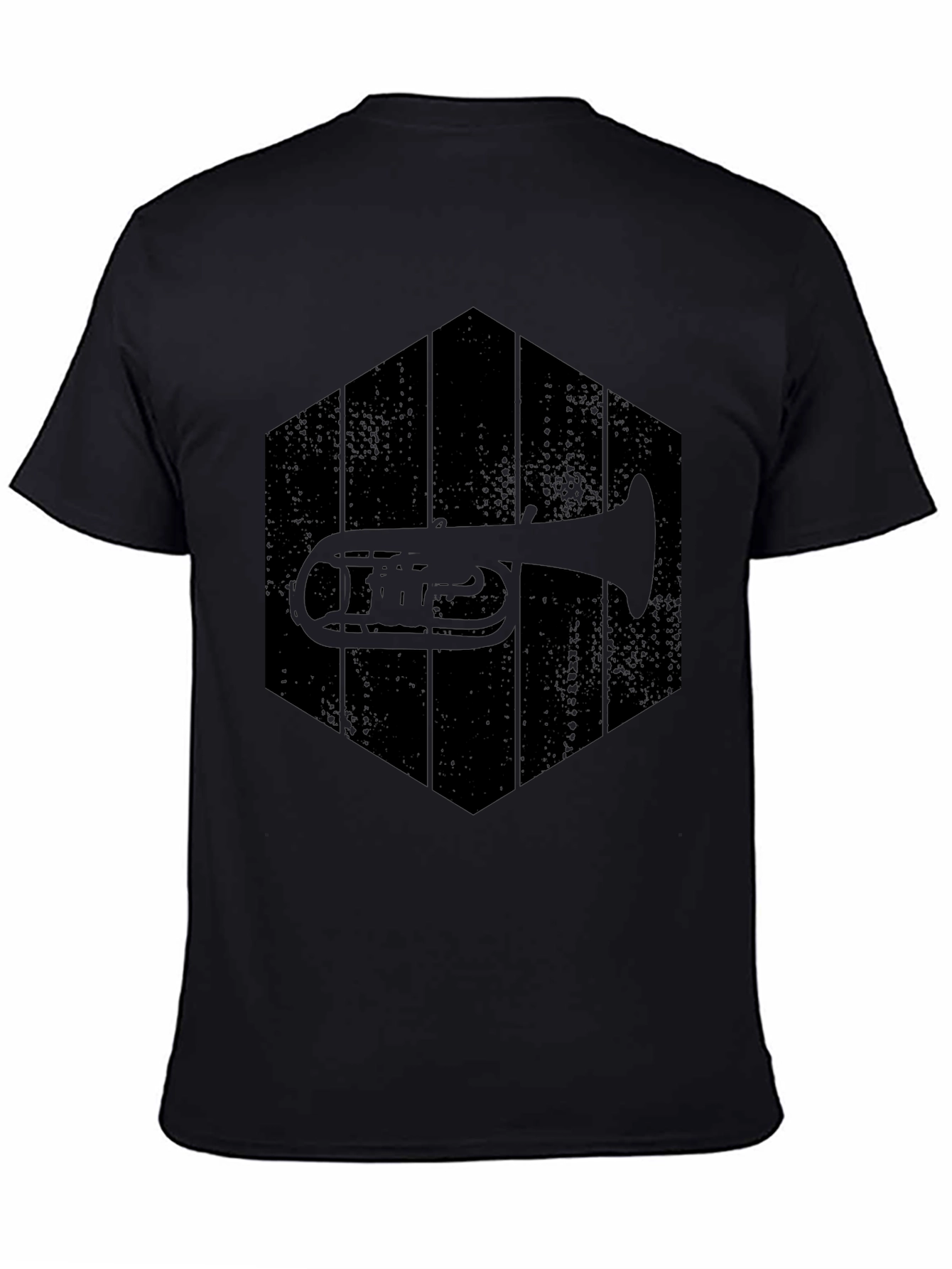 Tuba Hexagon Graphic Tee - Black Cotton Casual Shirt