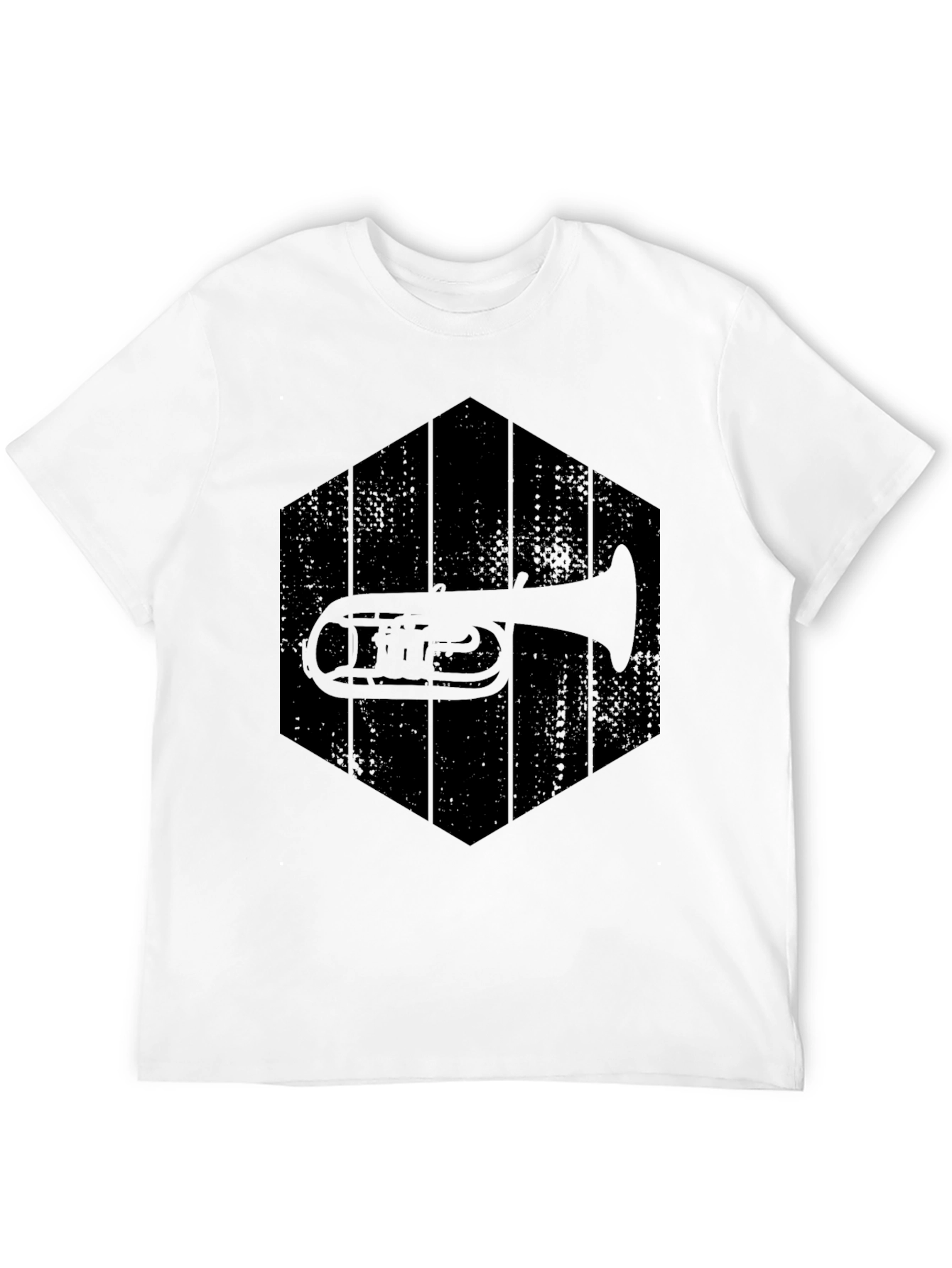 Tuba Hexagon Graphic Tee - Black Cotton Casual Shirt