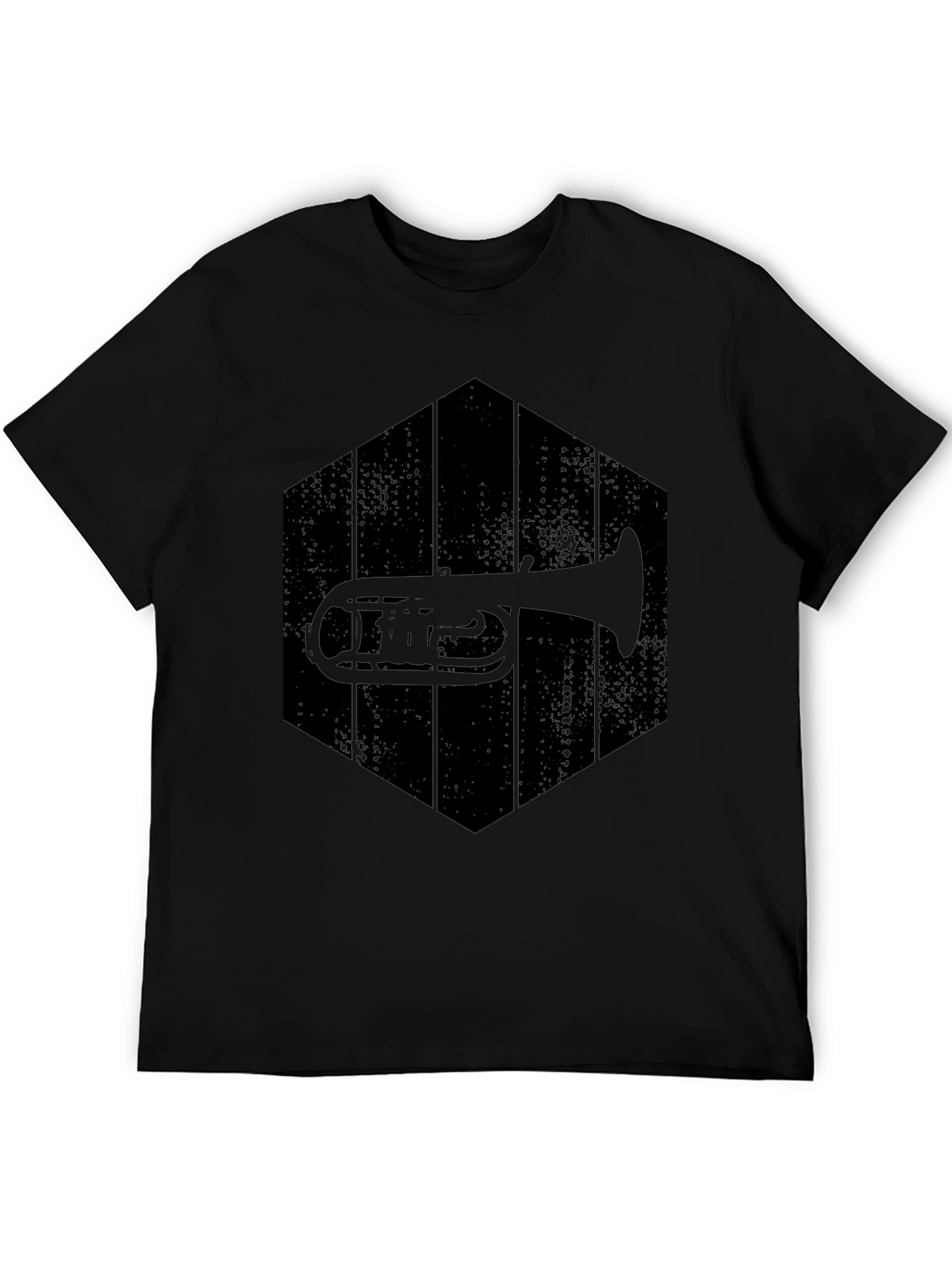 Tuba Hexagon Graphic Tee - Black Cotton Casual Shirt