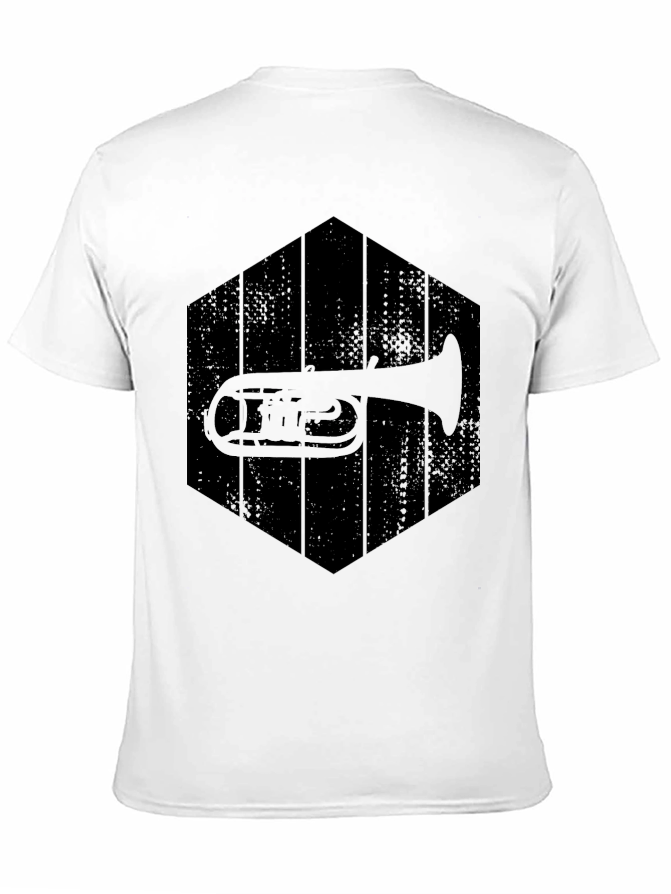 Tuba Hexagon Graphic Tee - Black Cotton Casual Shirt