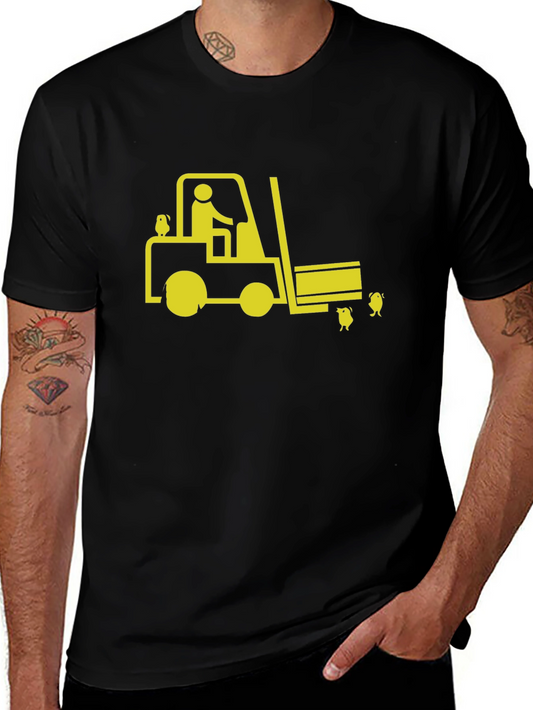 Forklift & Chicks Graphic Tee - Black Cotton T-Shirt
