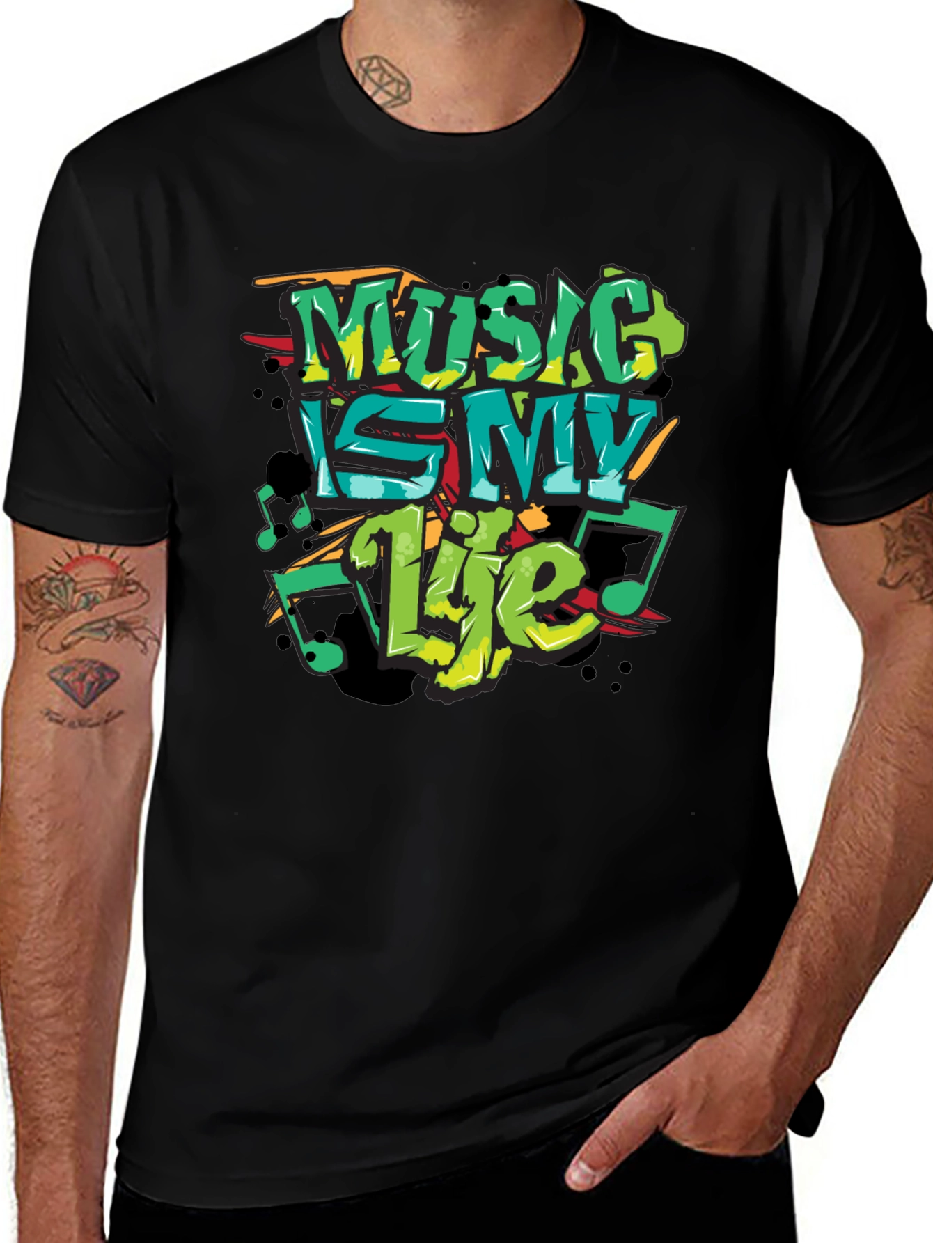 Music Is My Life Graphic Black Tee