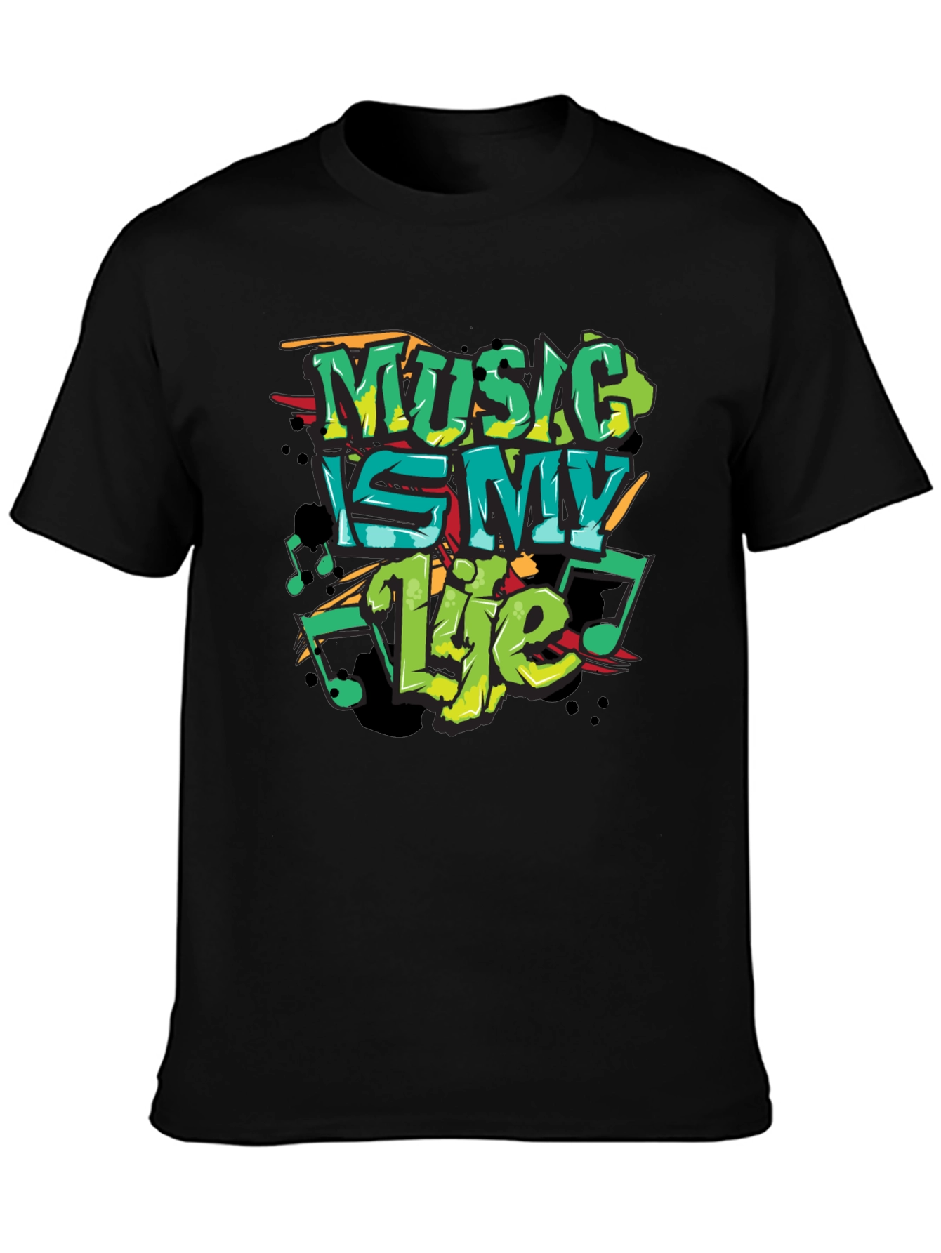 Music Is My Life Graphic Black Tee