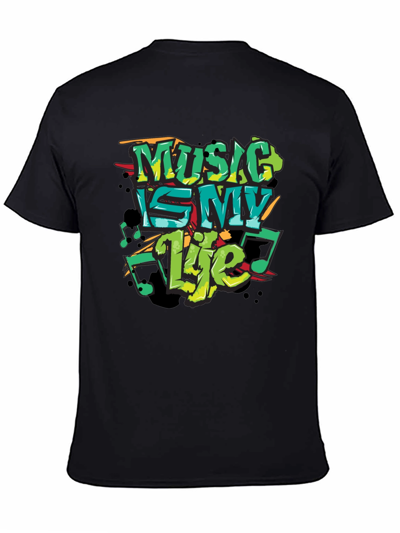 Music Is My Life Graphic Black Tee