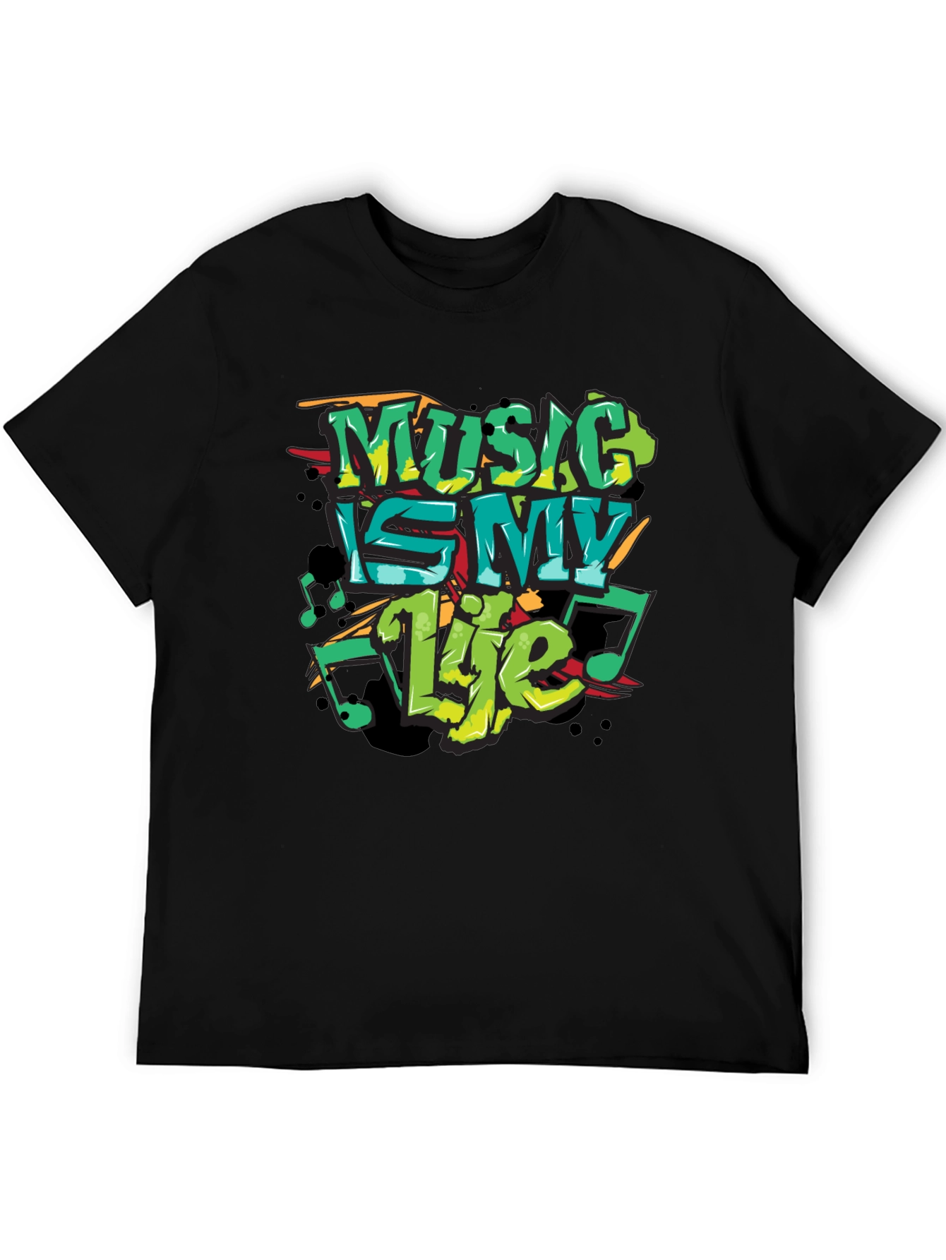 Music Is My Life Graphic Black Tee