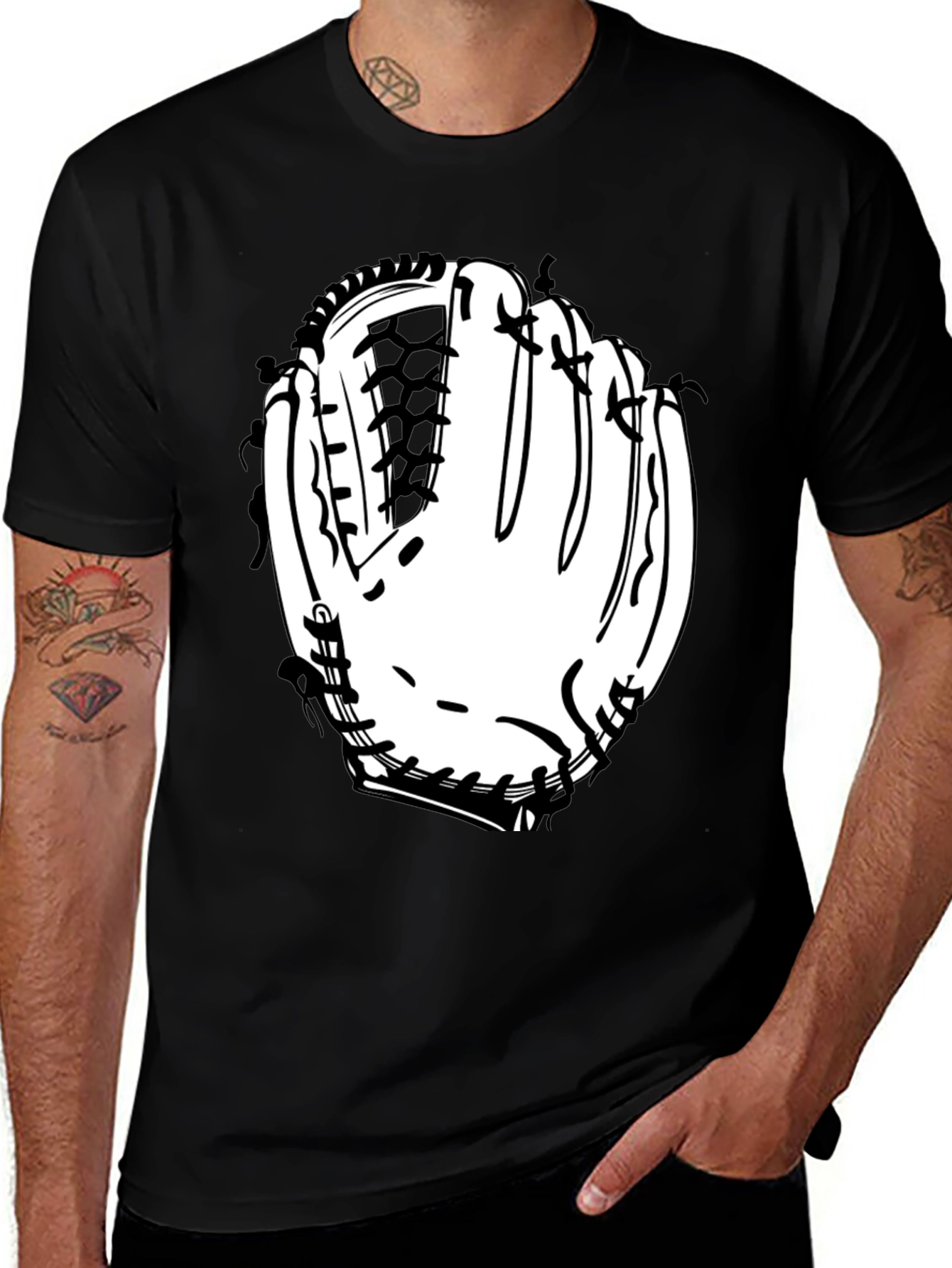 Baseball Glove Graphic Tee - Black