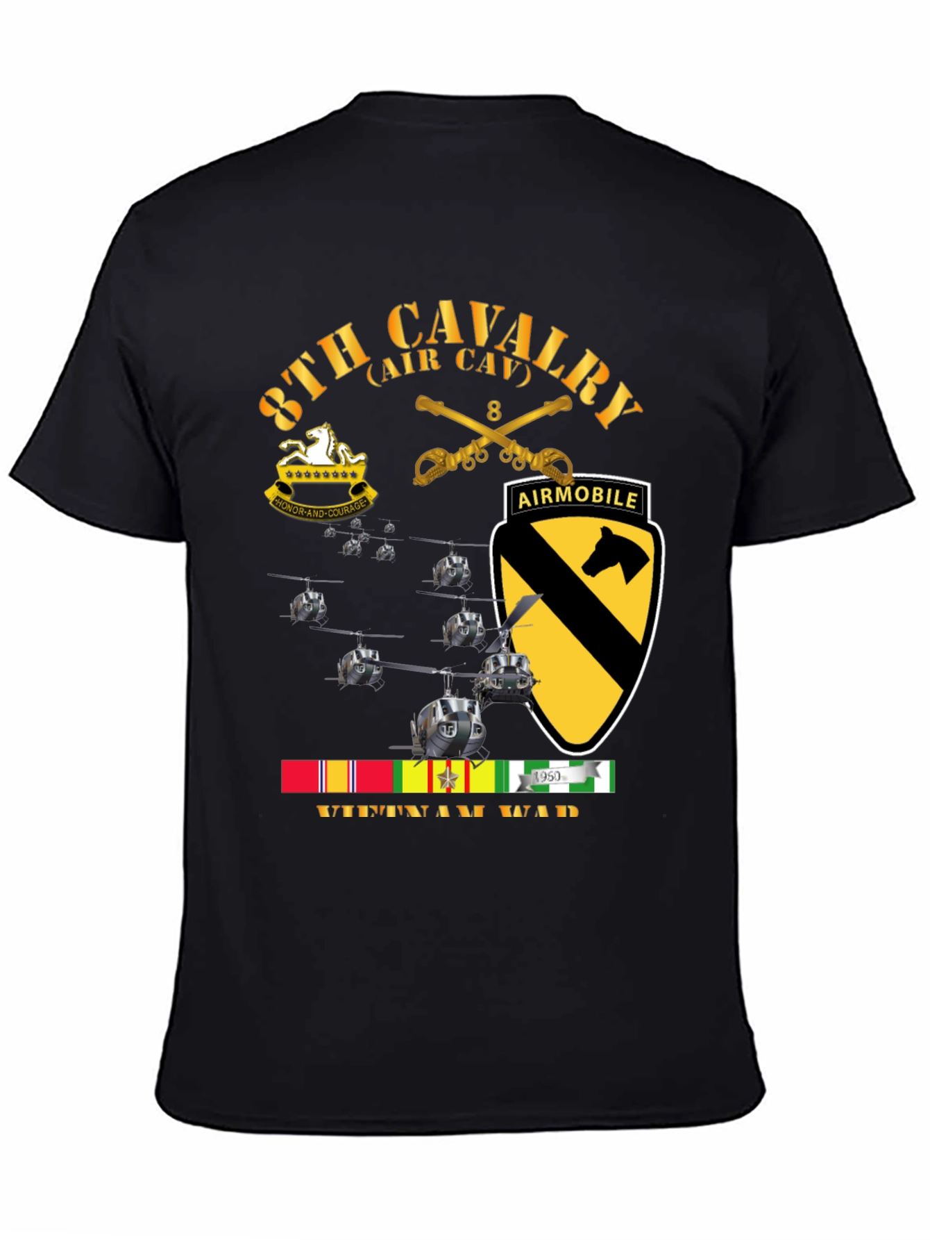 8th Cavalry Vietnam War T-Shirt Air Mobile Tee