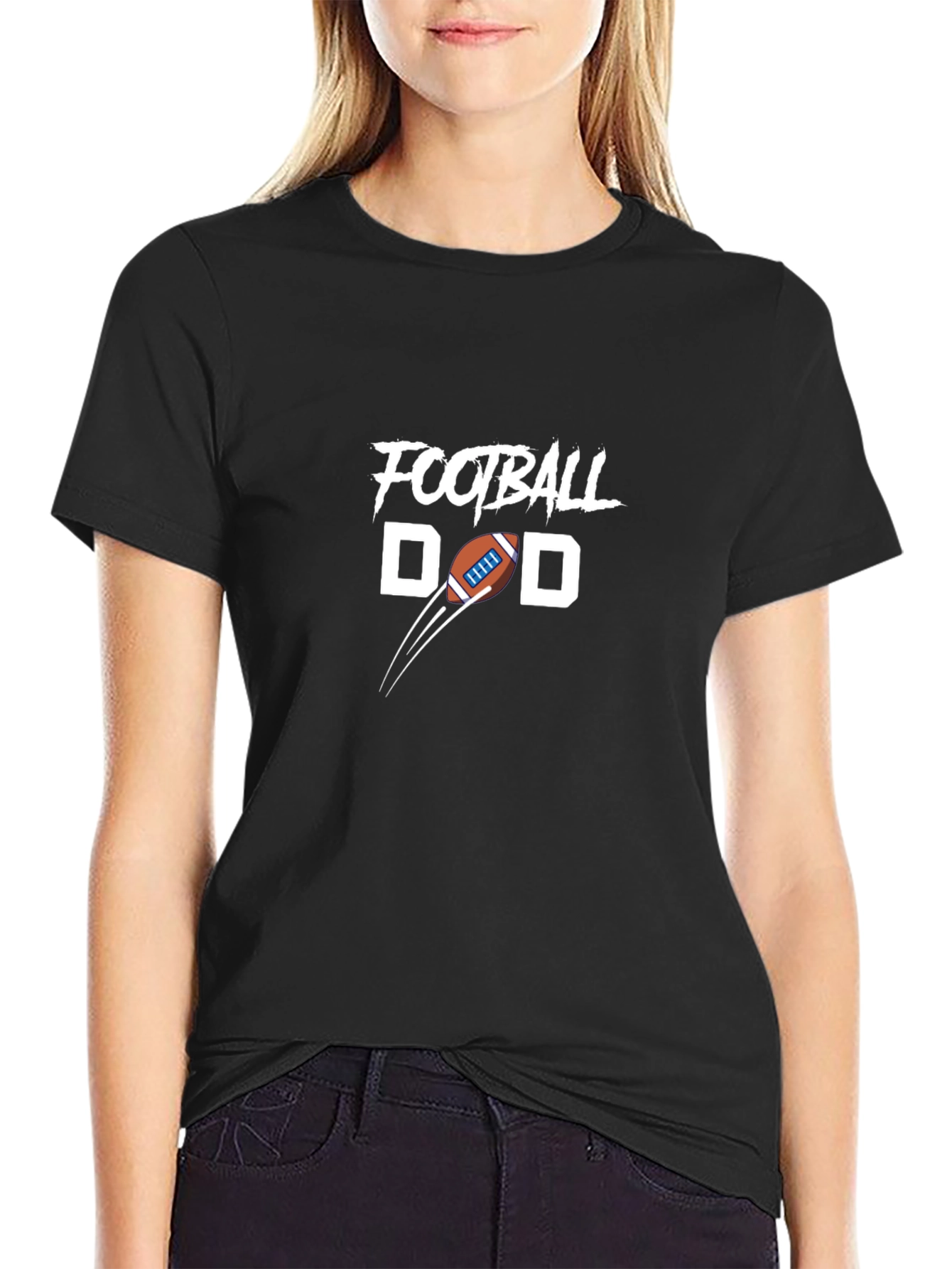 Football Dad Graphic Tee - Black Cotton T-Shirt