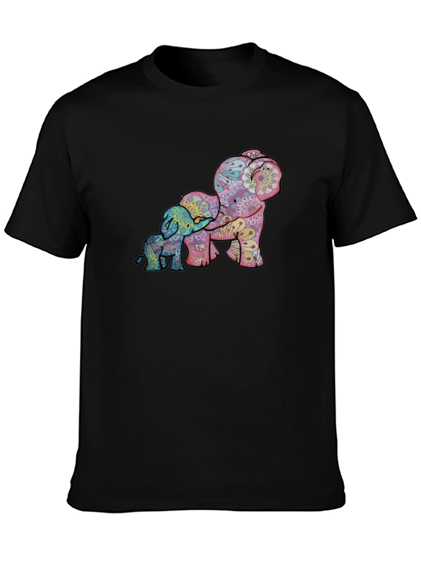 Elephant Family Graphic Tee - Stylish Black Shirt