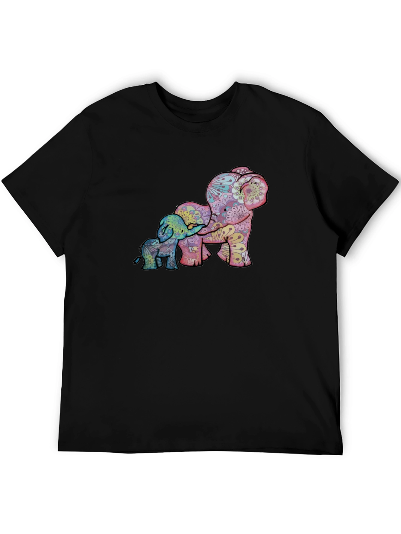 Elephant Family Graphic Tee - Stylish Black Shirt