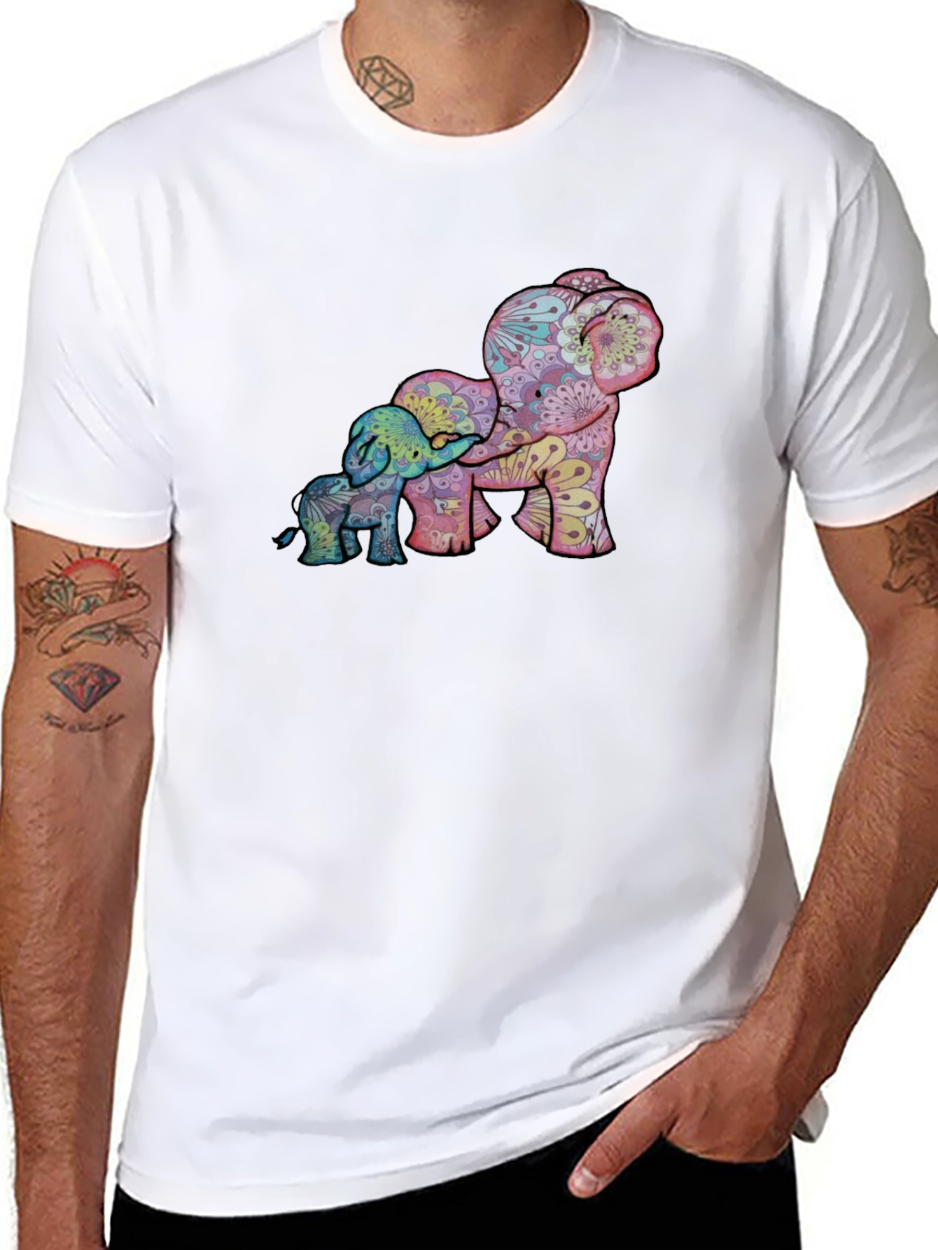 Elephant Family Graphic Tee - Stylish Black Shirt