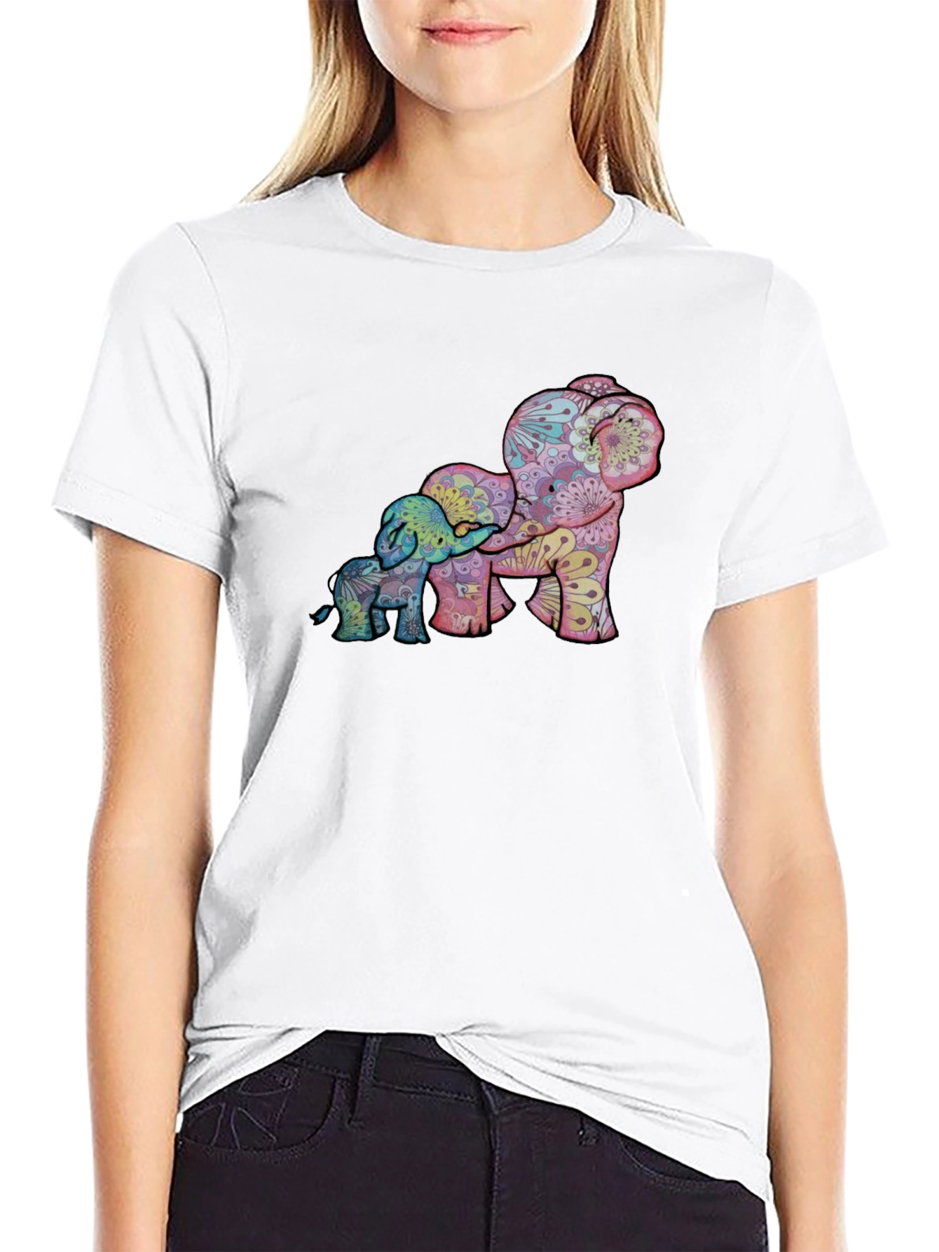 Elephant Family Graphic Tee - Stylish Black Shirt