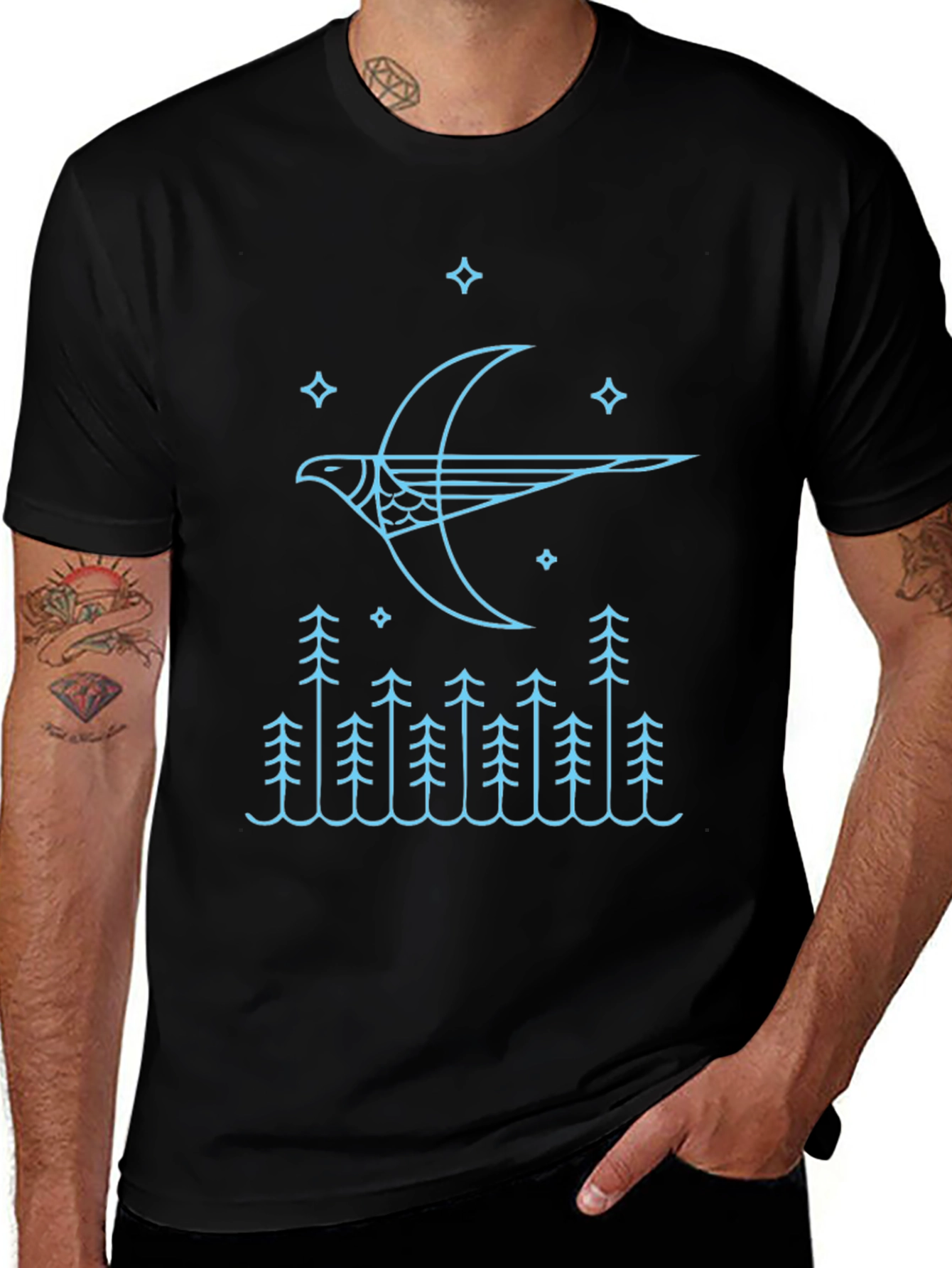 Stylized Bird & Forest Graphic Tee