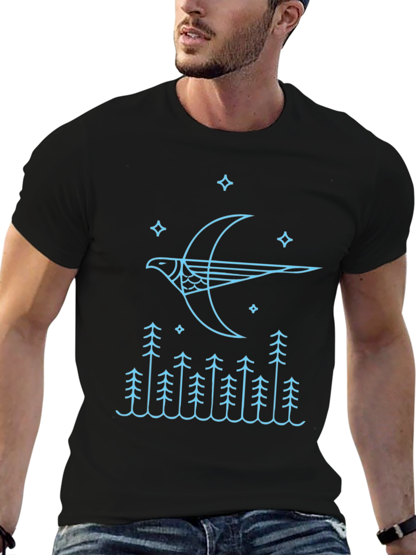 Stylized Bird & Forest Graphic Tee
