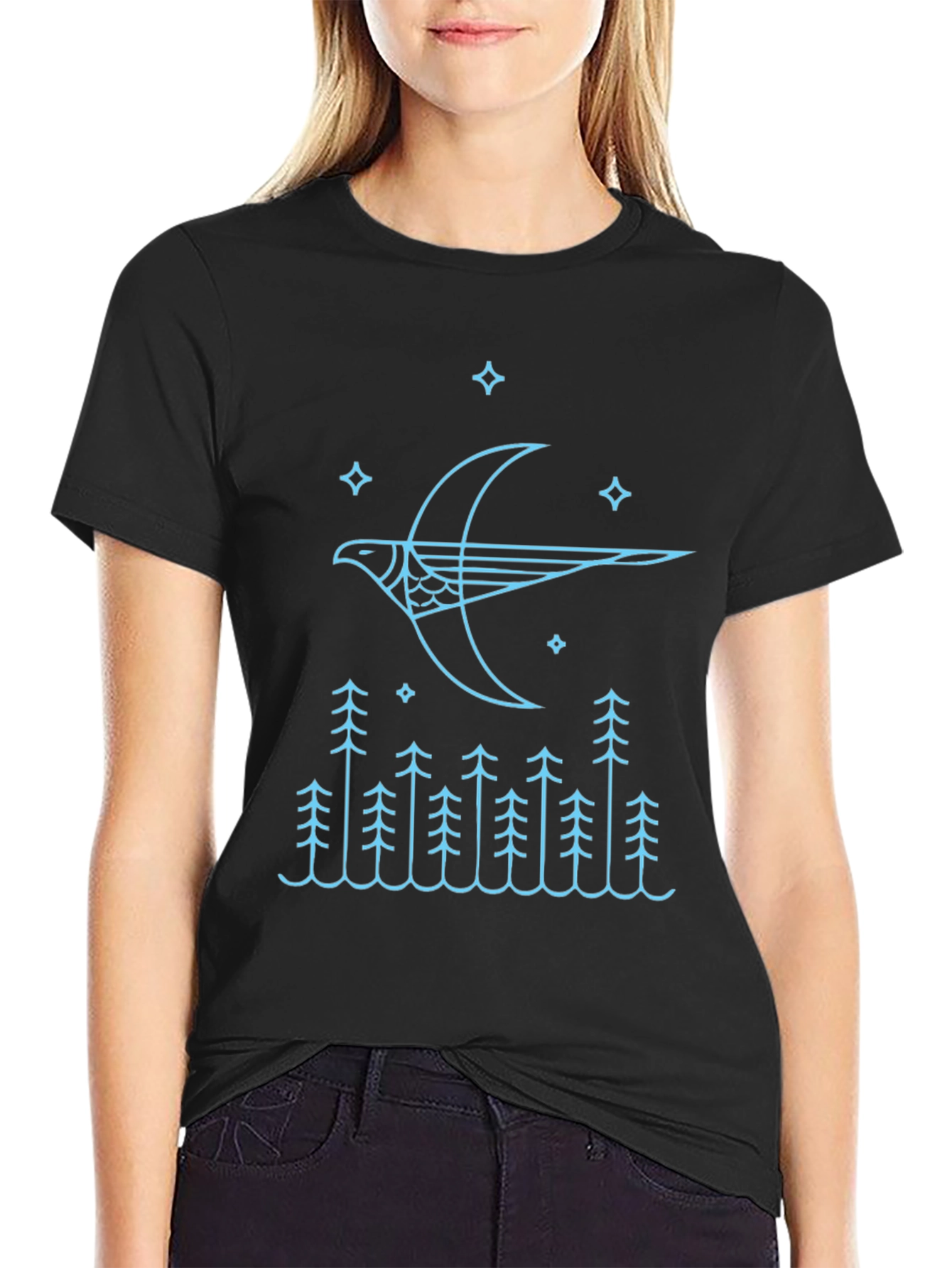 Stylized Bird & Forest Graphic Tee