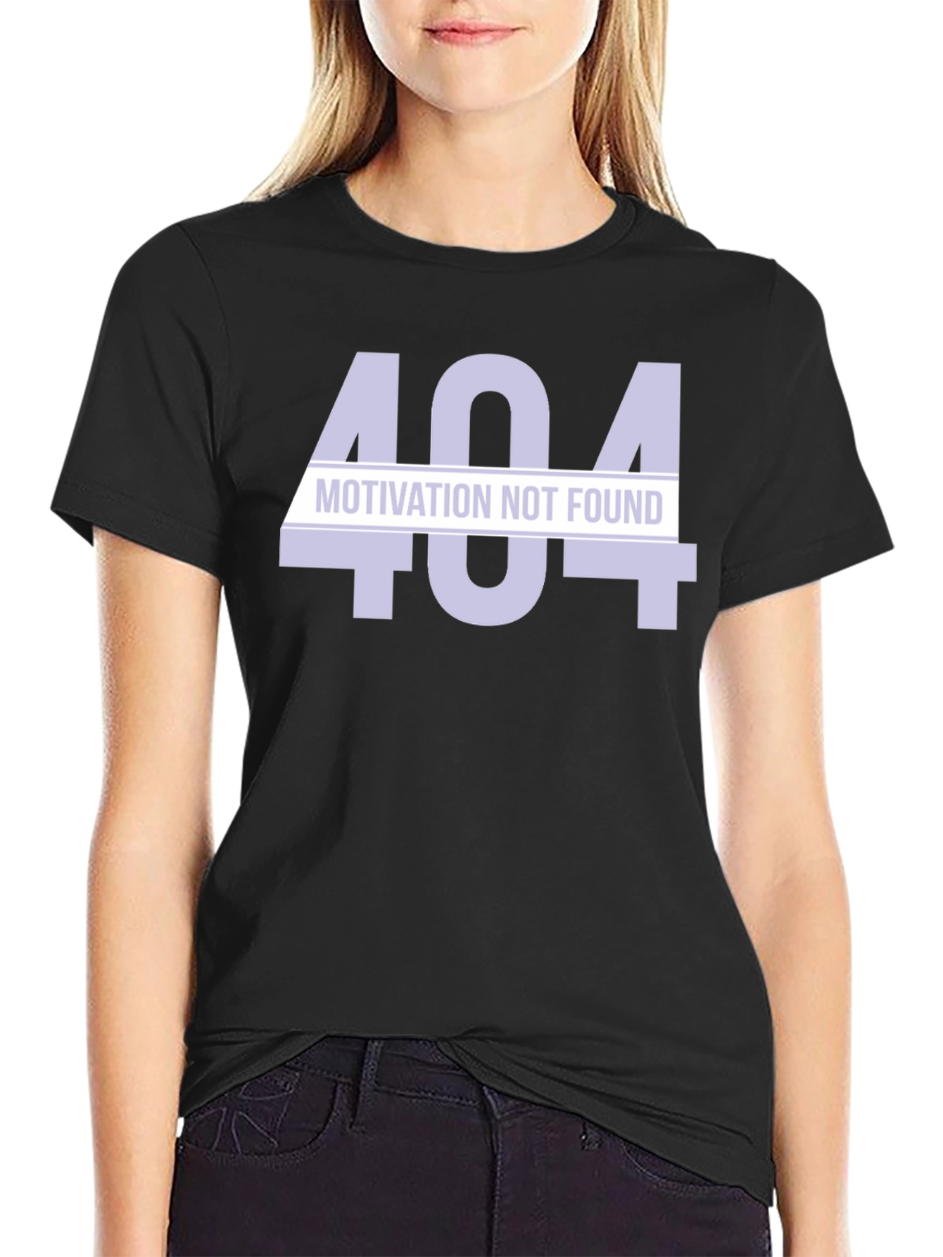 404 Motivation Not Found Black T-Shirt