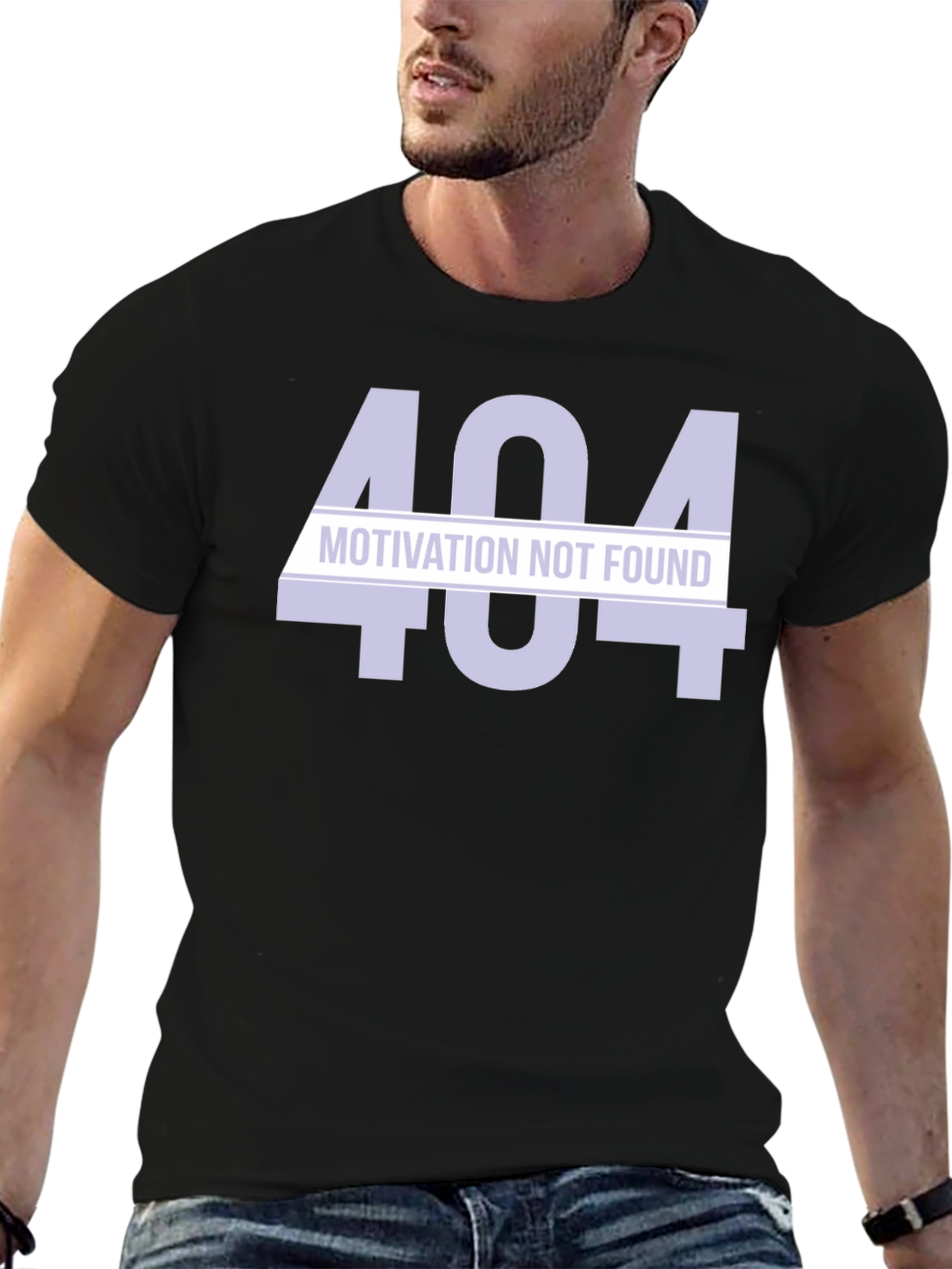 404 Motivation Not Found Black T-Shirt