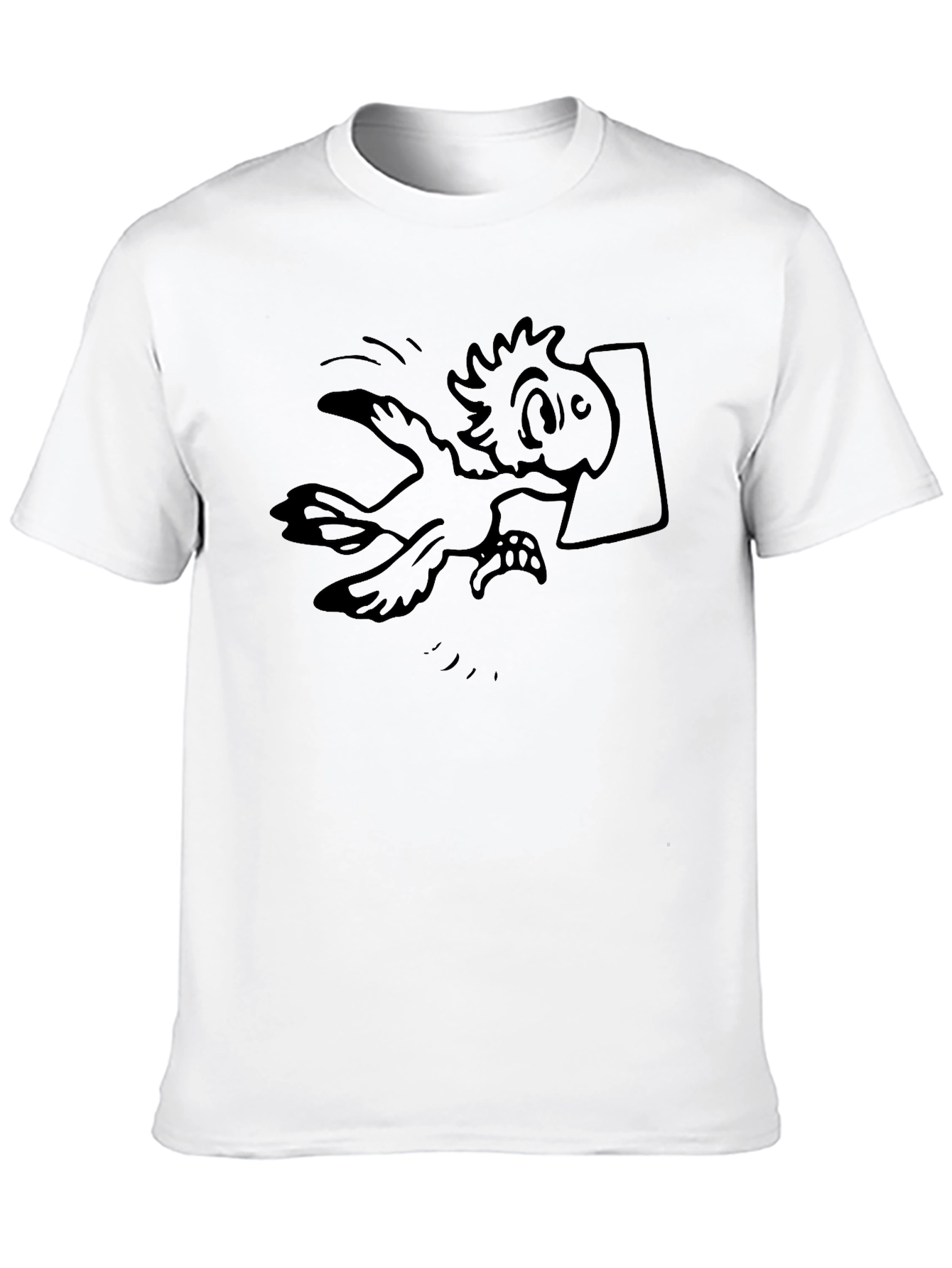 Cartoon Bird Graphic Tee - Black Cotton Blend