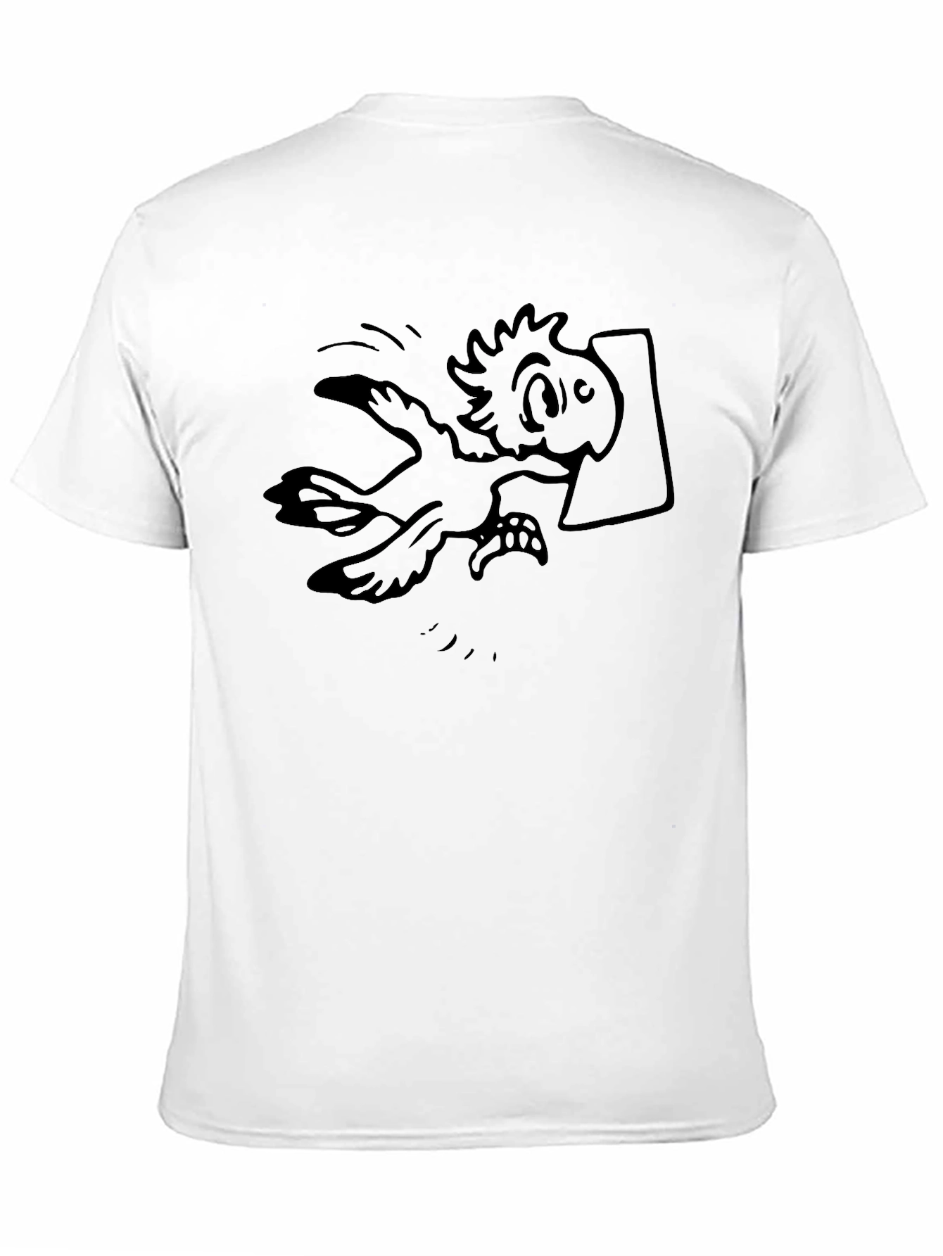 Cartoon Bird Graphic Tee - Black Cotton Blend