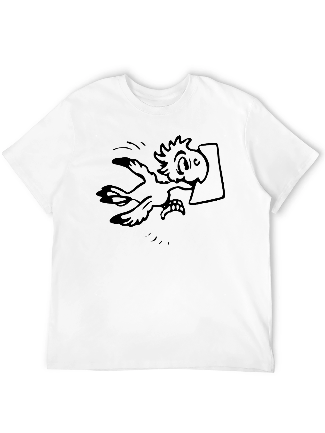 Cartoon Bird Graphic Tee - Black Cotton Blend