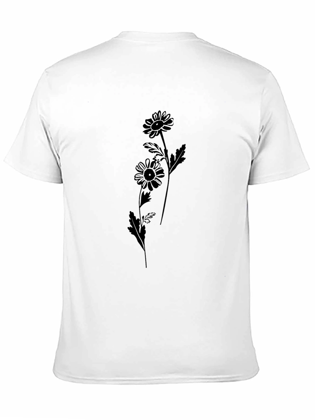 Black Daisy Flower Graphic Tee - Casual Style