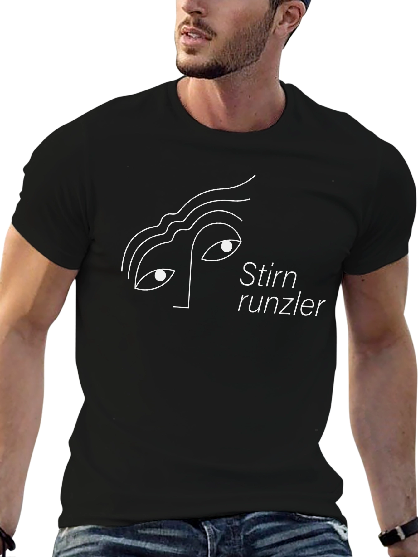 Stirnrunzler Line Art Black T-Shirt