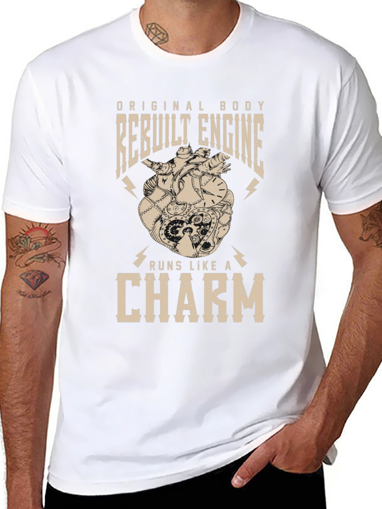 Original Body Rebuilt Engine Mens Black T-Shirt