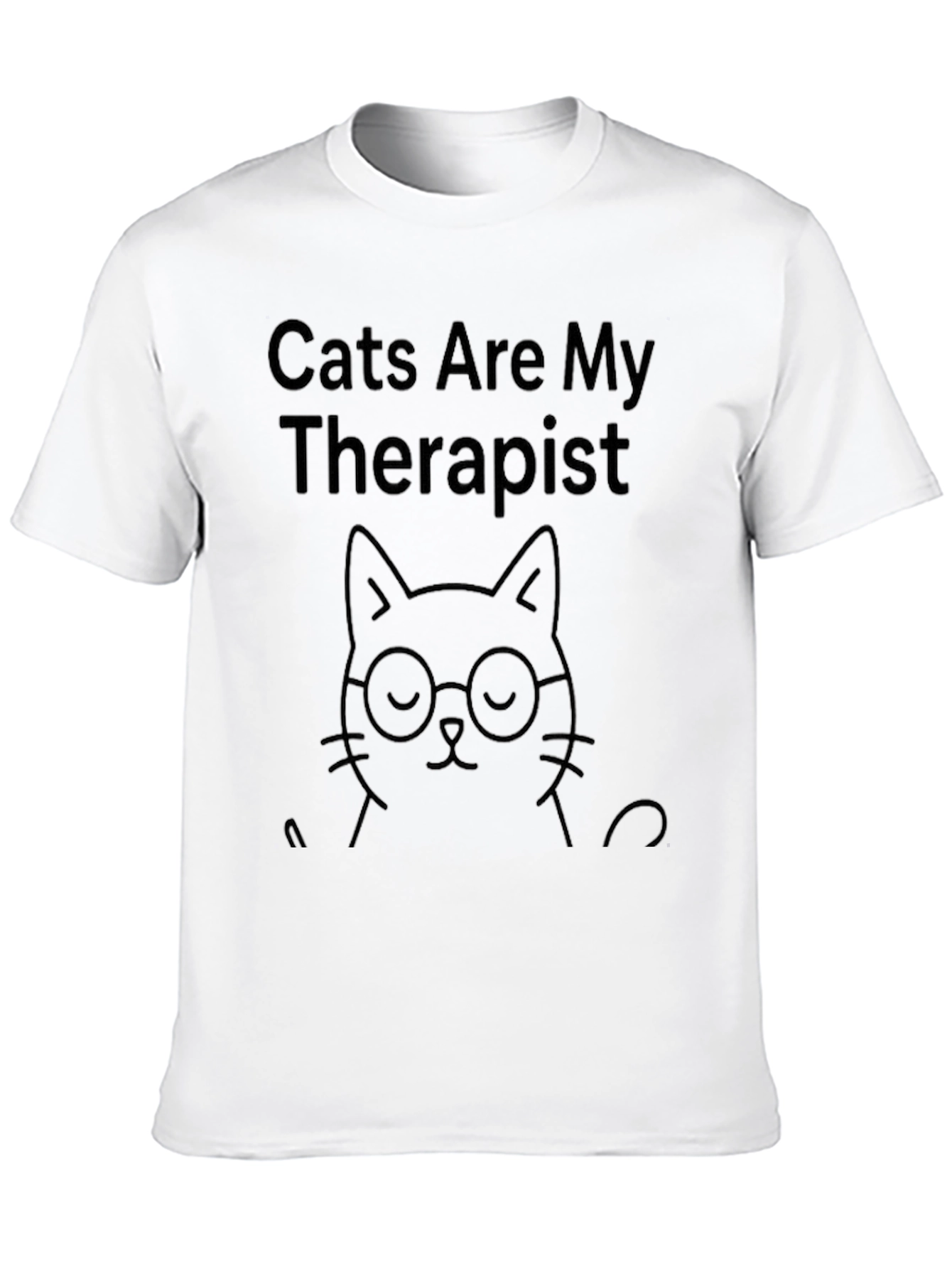 Cats Are My Therapist Graphic Tee - Black