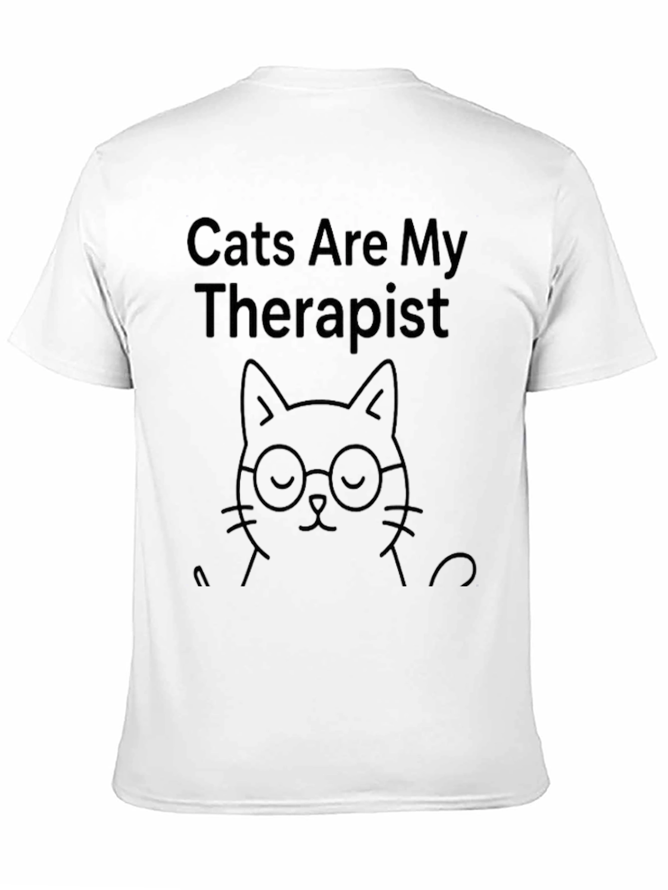 Cats Are My Therapist Graphic Tee - Black