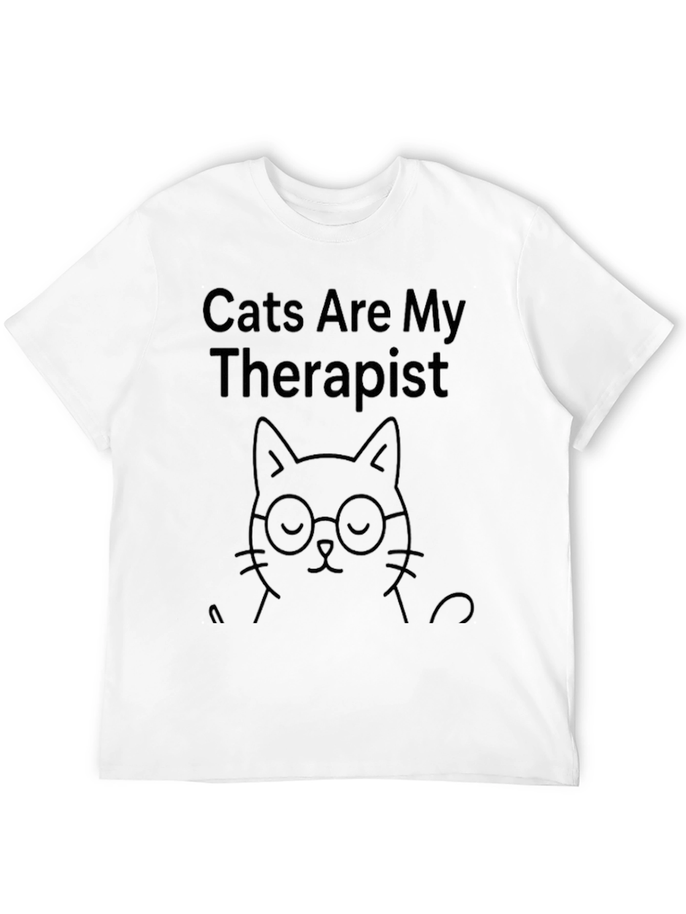Cats Are My Therapist Graphic Tee - Black