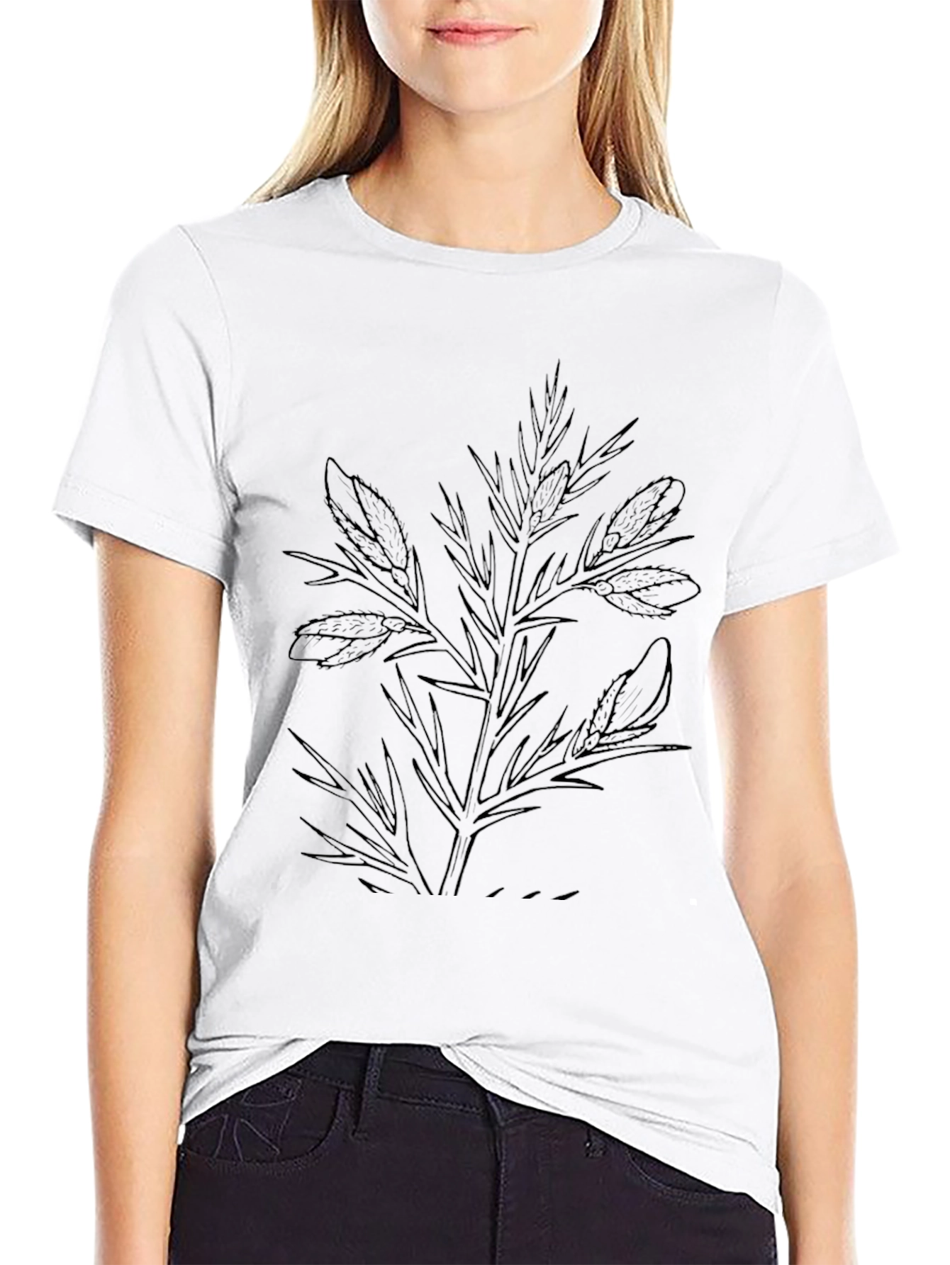 Botanical Print Black T-Shirt