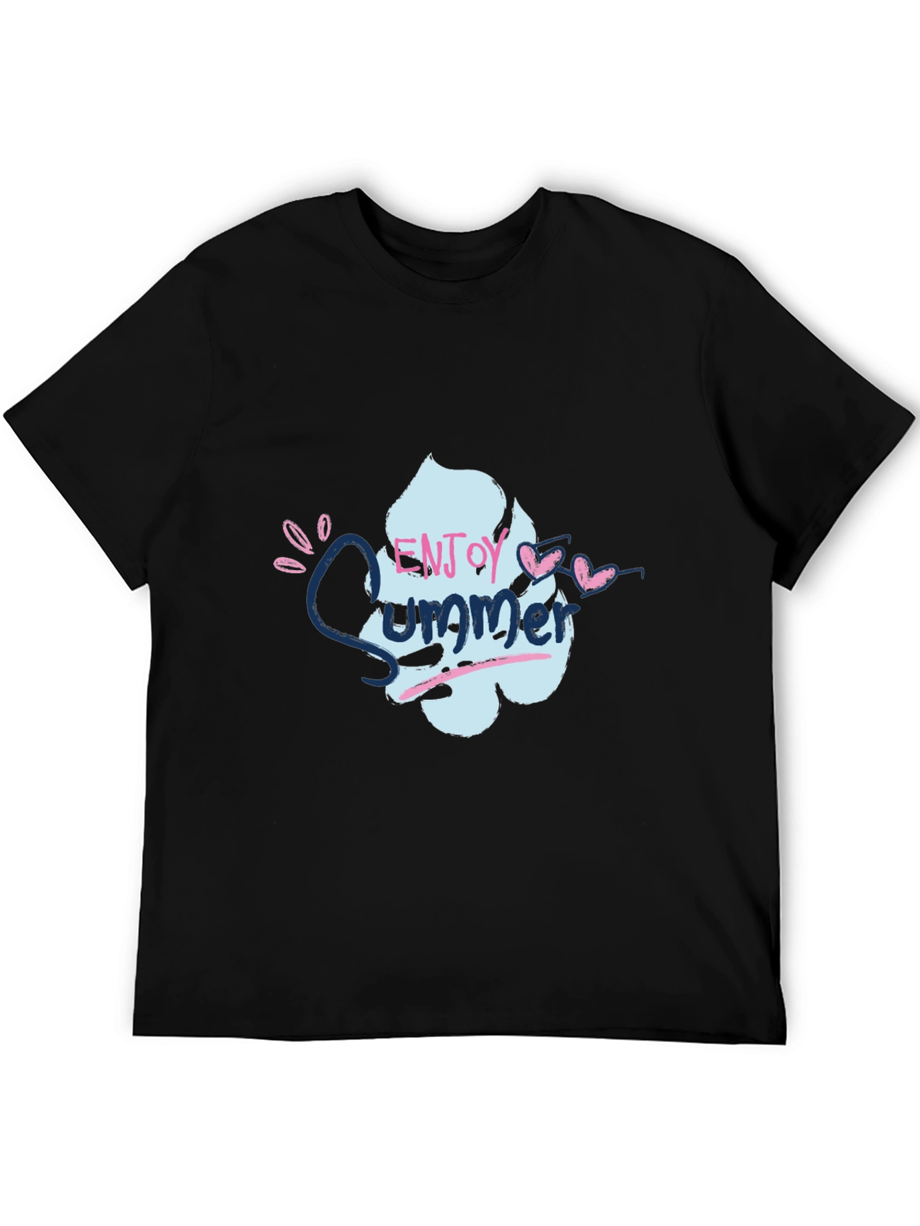 Enjoy Summer Graphic Tee - Soft Cotton Black T-Shirt
