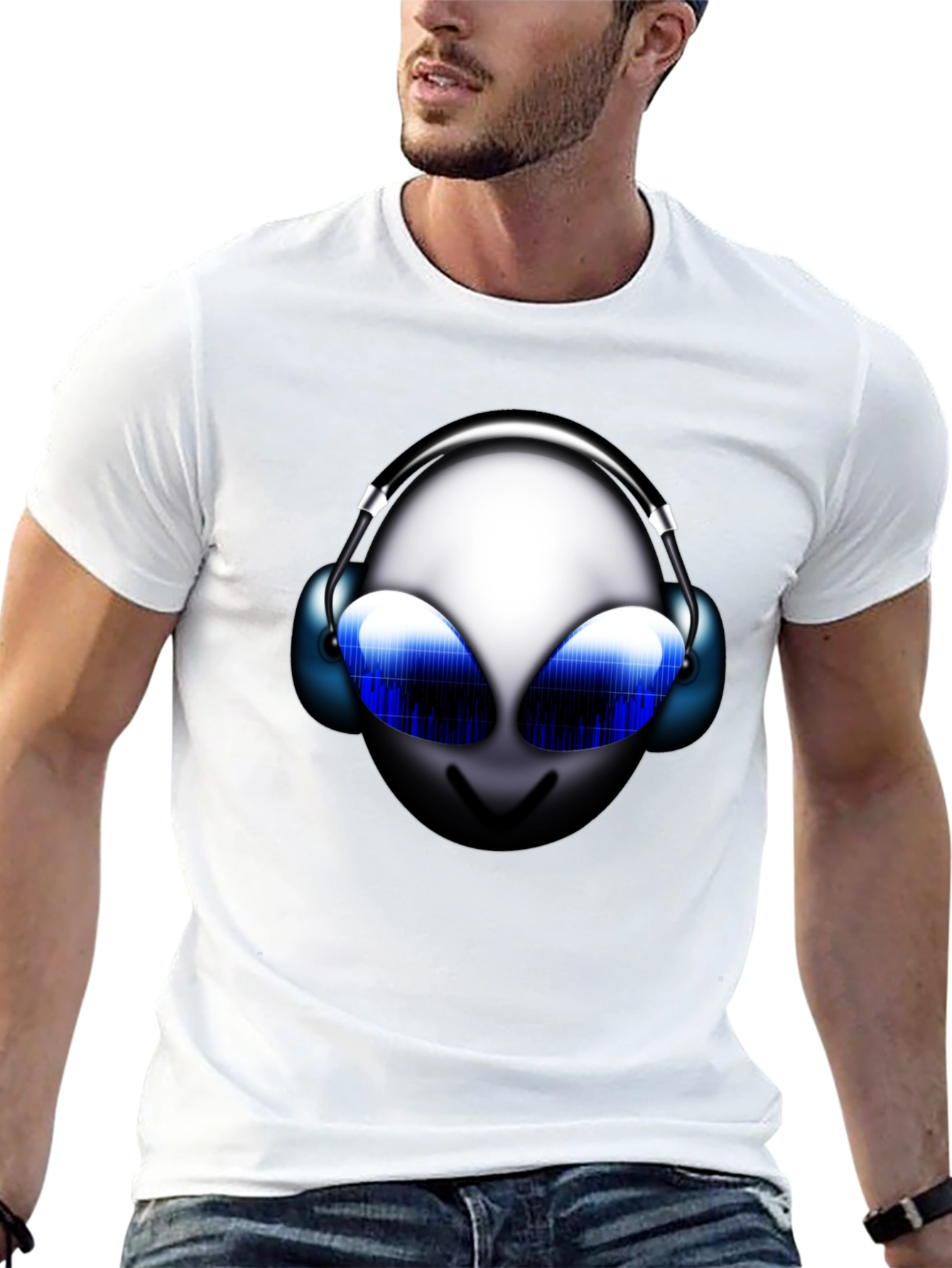 Alien DJ Graphic T-Shirt - Black Cotton Tee