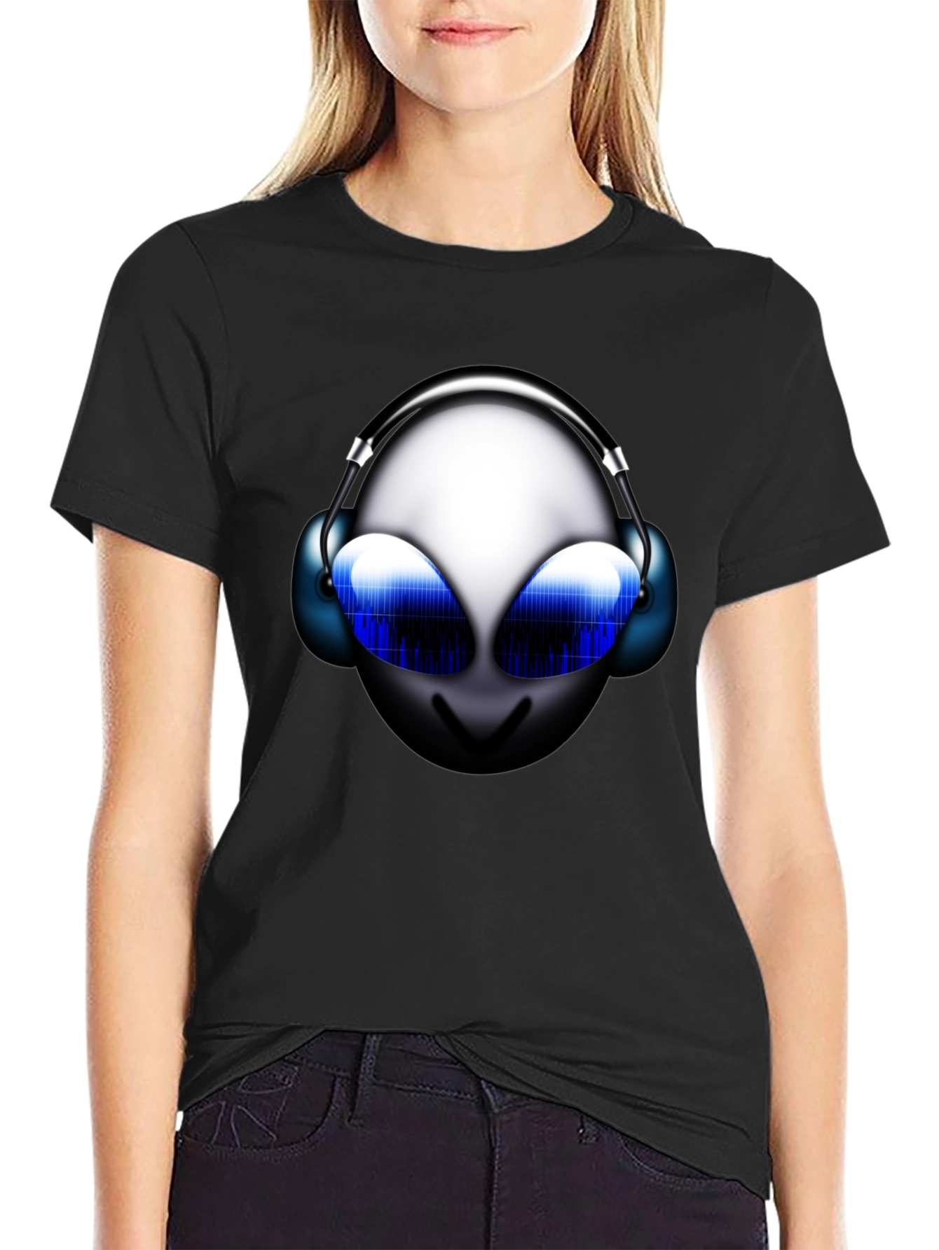 Alien DJ Graphic T-Shirt - Black Cotton Tee