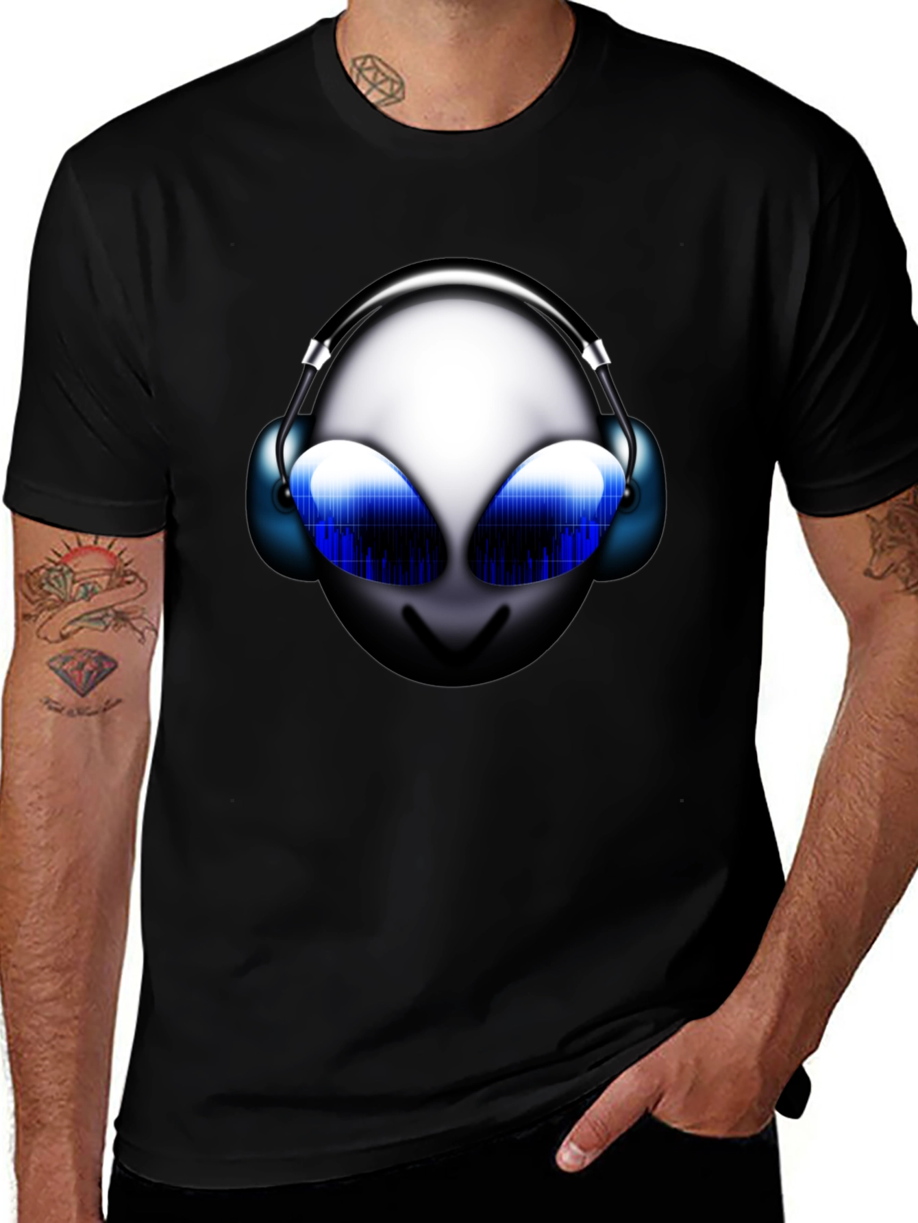 Alien DJ Graphic T-Shirt - Black Cotton Tee