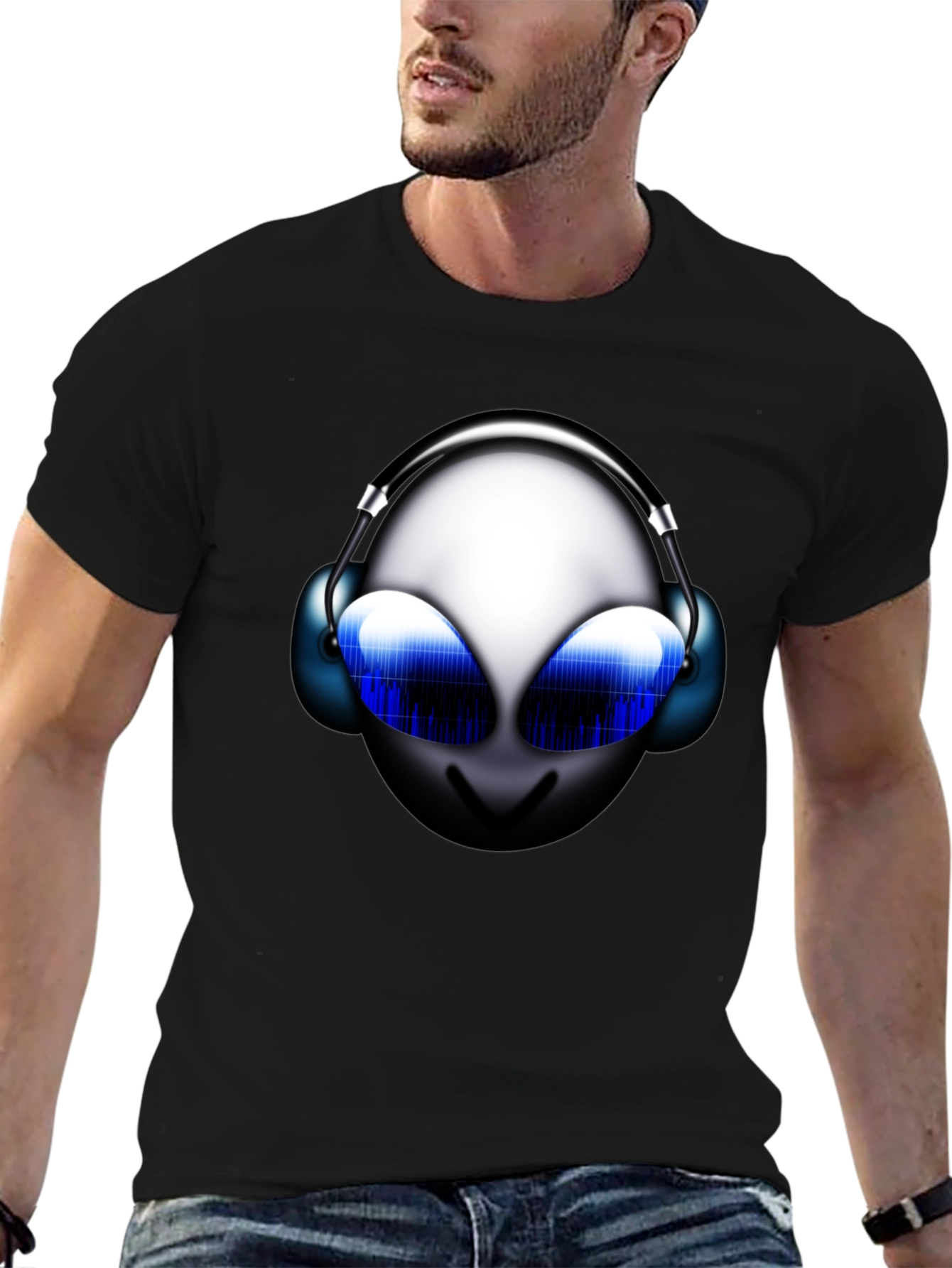 Alien DJ Graphic T-Shirt - Black Cotton Tee