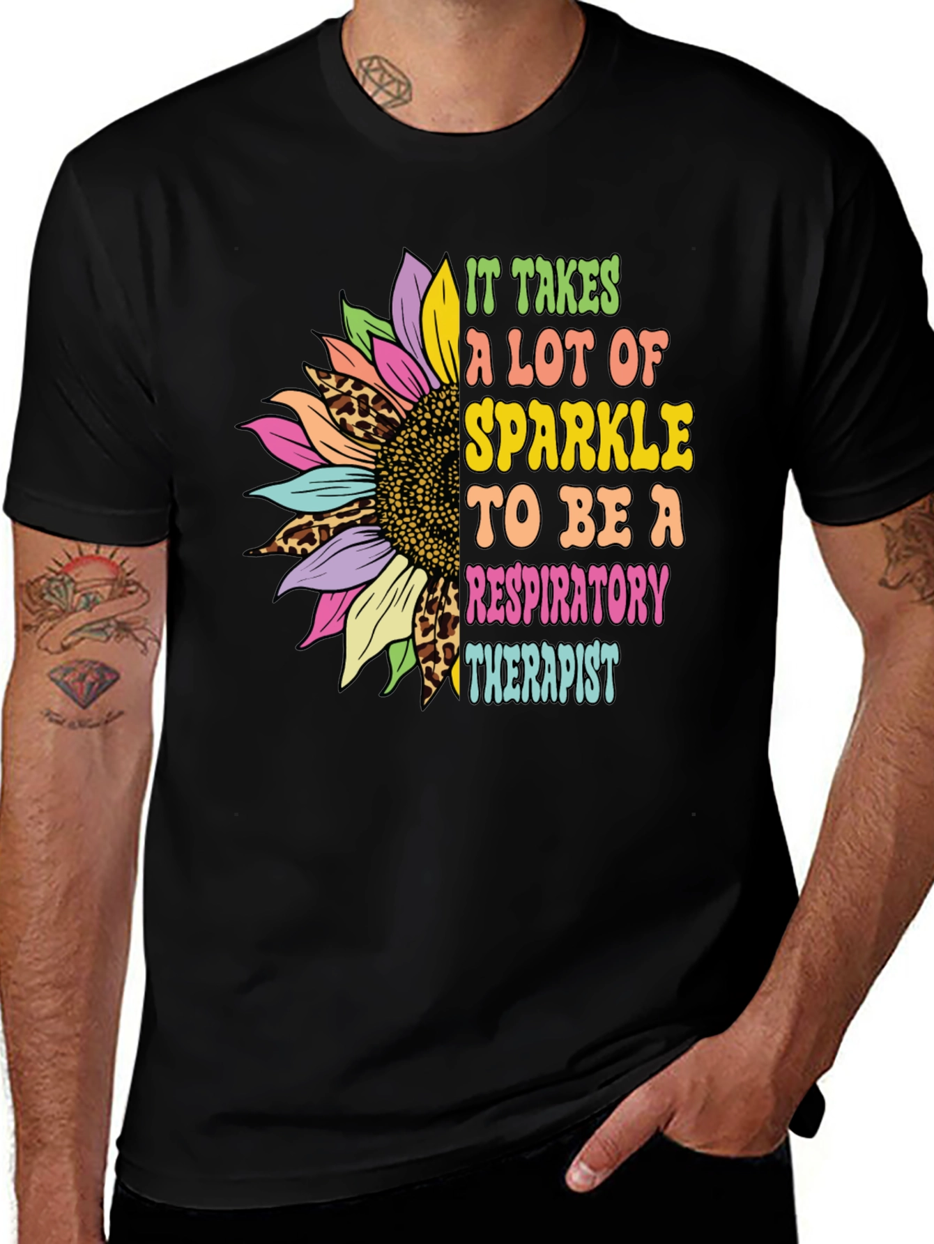 Respiratory Therapist Sunflower Graphic T-Shirt