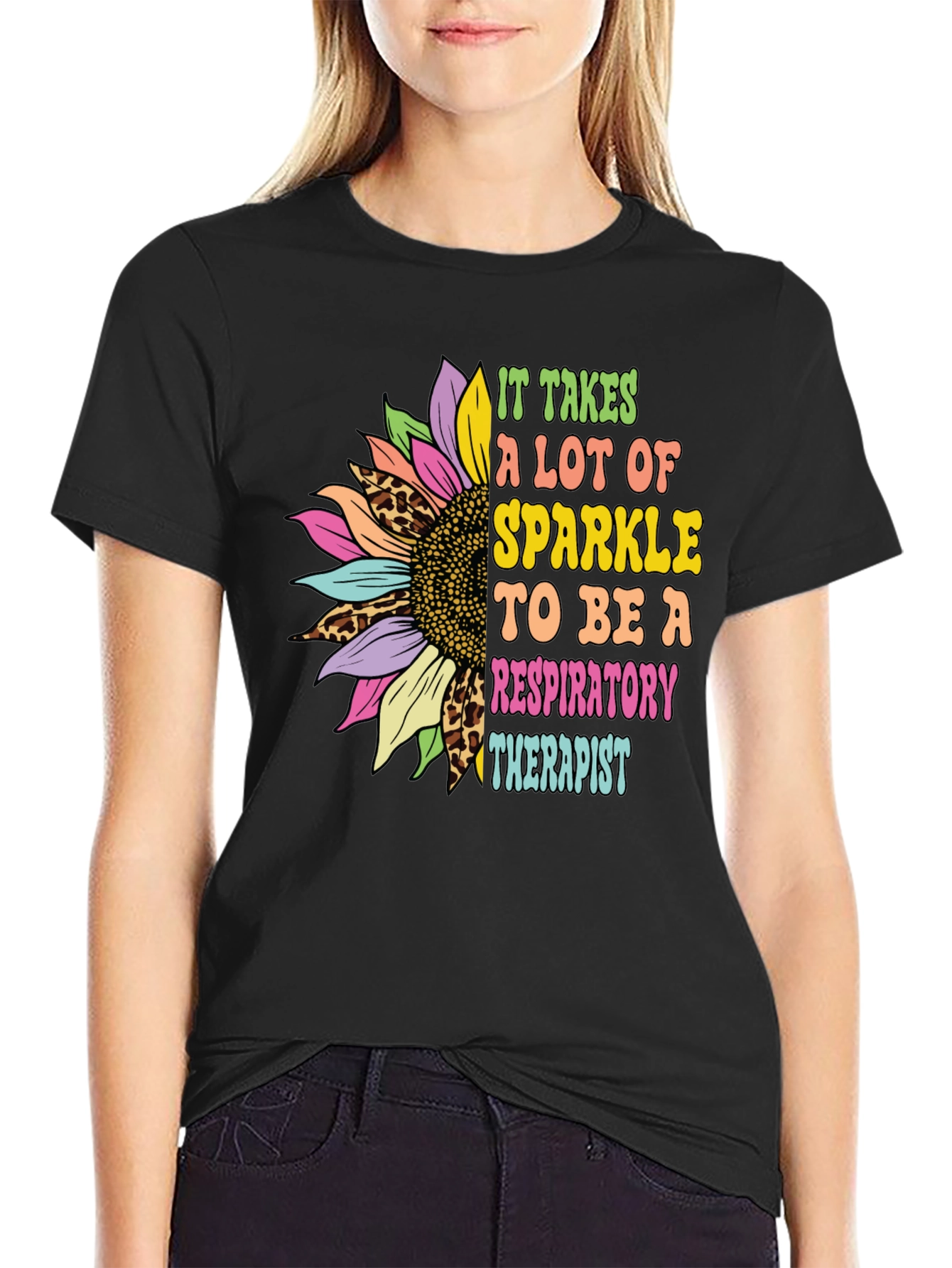 Respiratory Therapist Sunflower Graphic T-Shirt