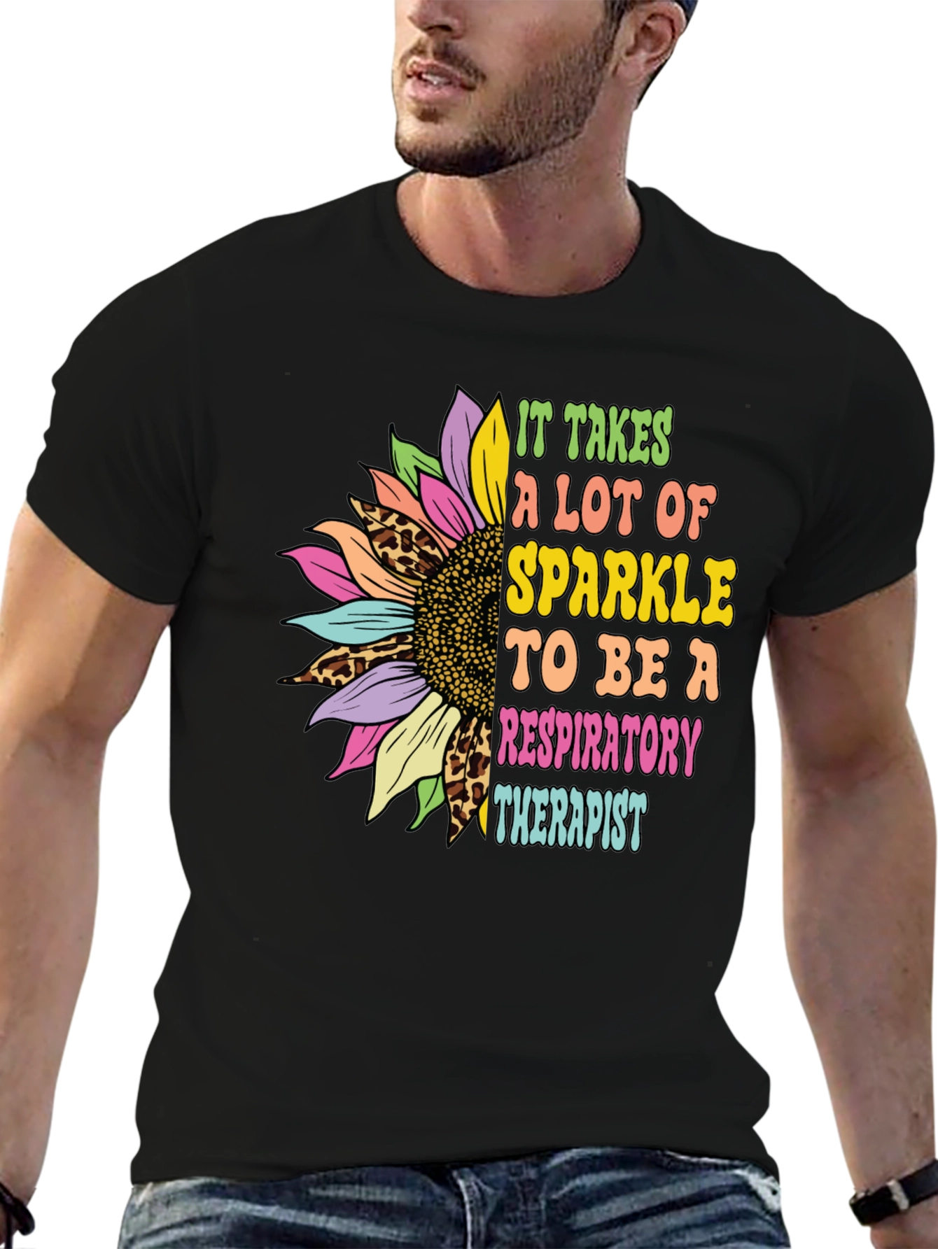 Respiratory Therapist Sunflower Graphic T-Shirt