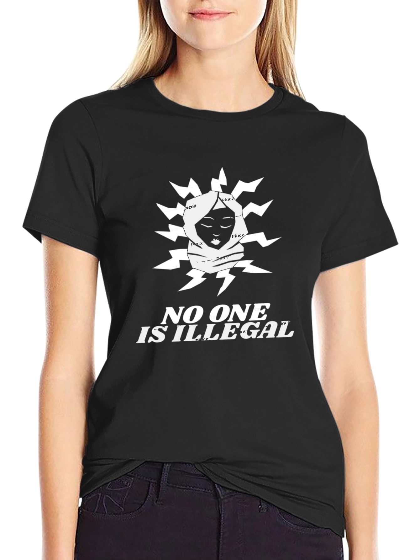 No One is Illegal Graphic Tee - Black