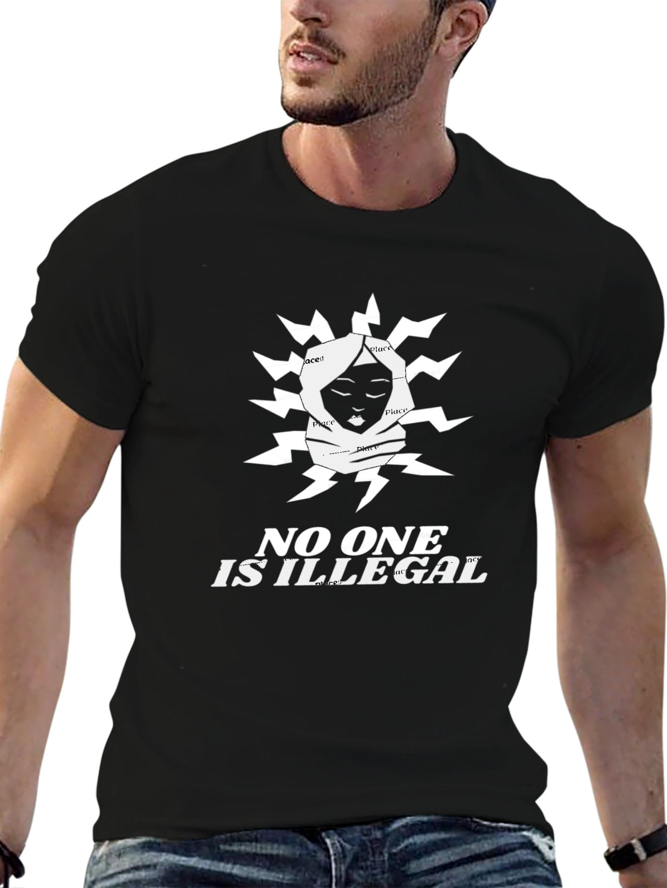 No One is Illegal Graphic Tee - Black