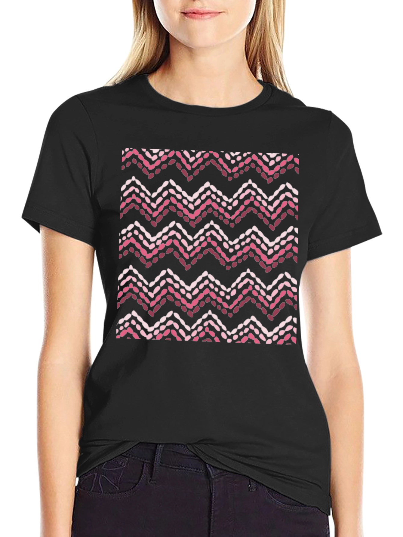 Mens Graphic Tee - Pink Zig Zag