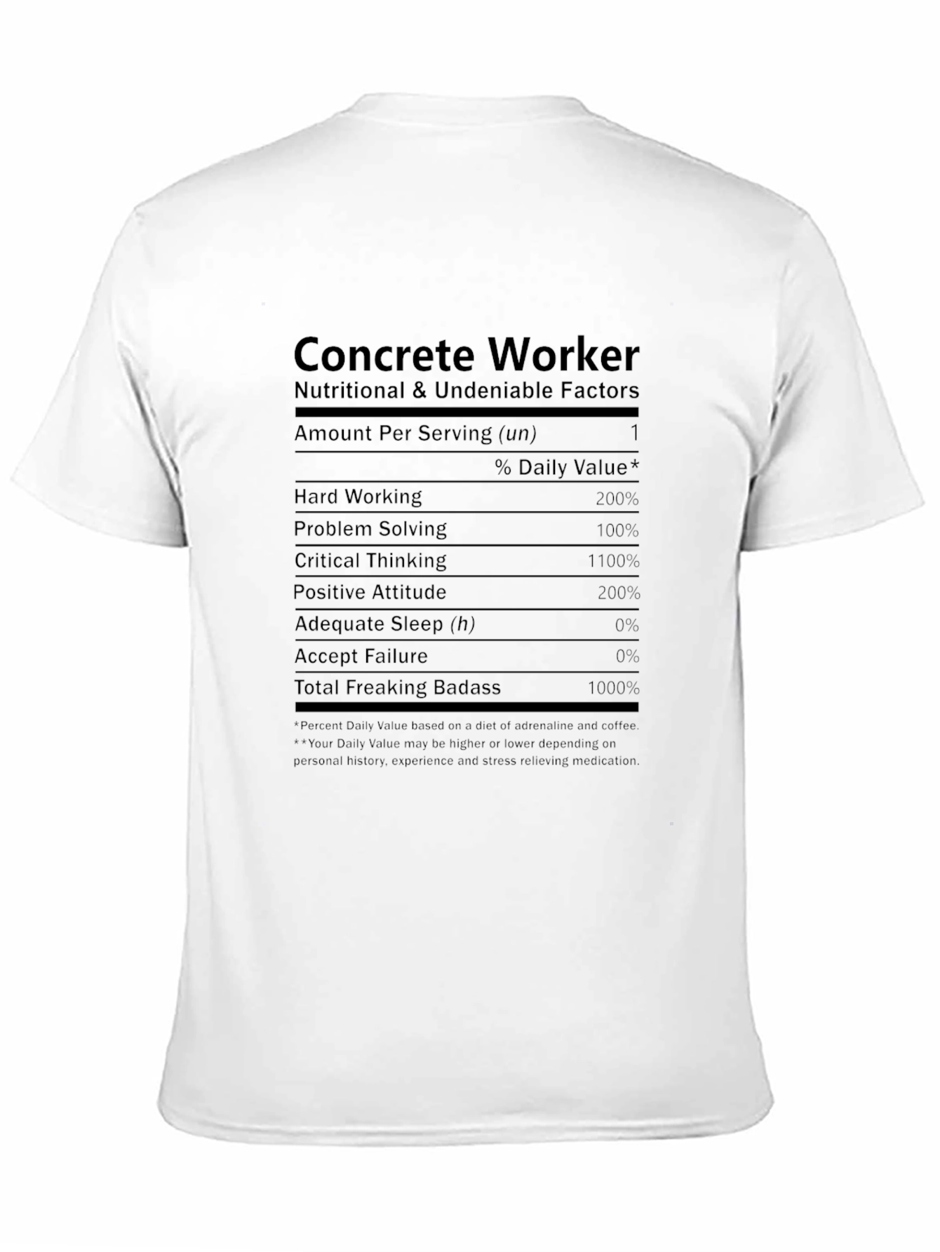 Concrete Worker Nutritional Facts T-Shirt