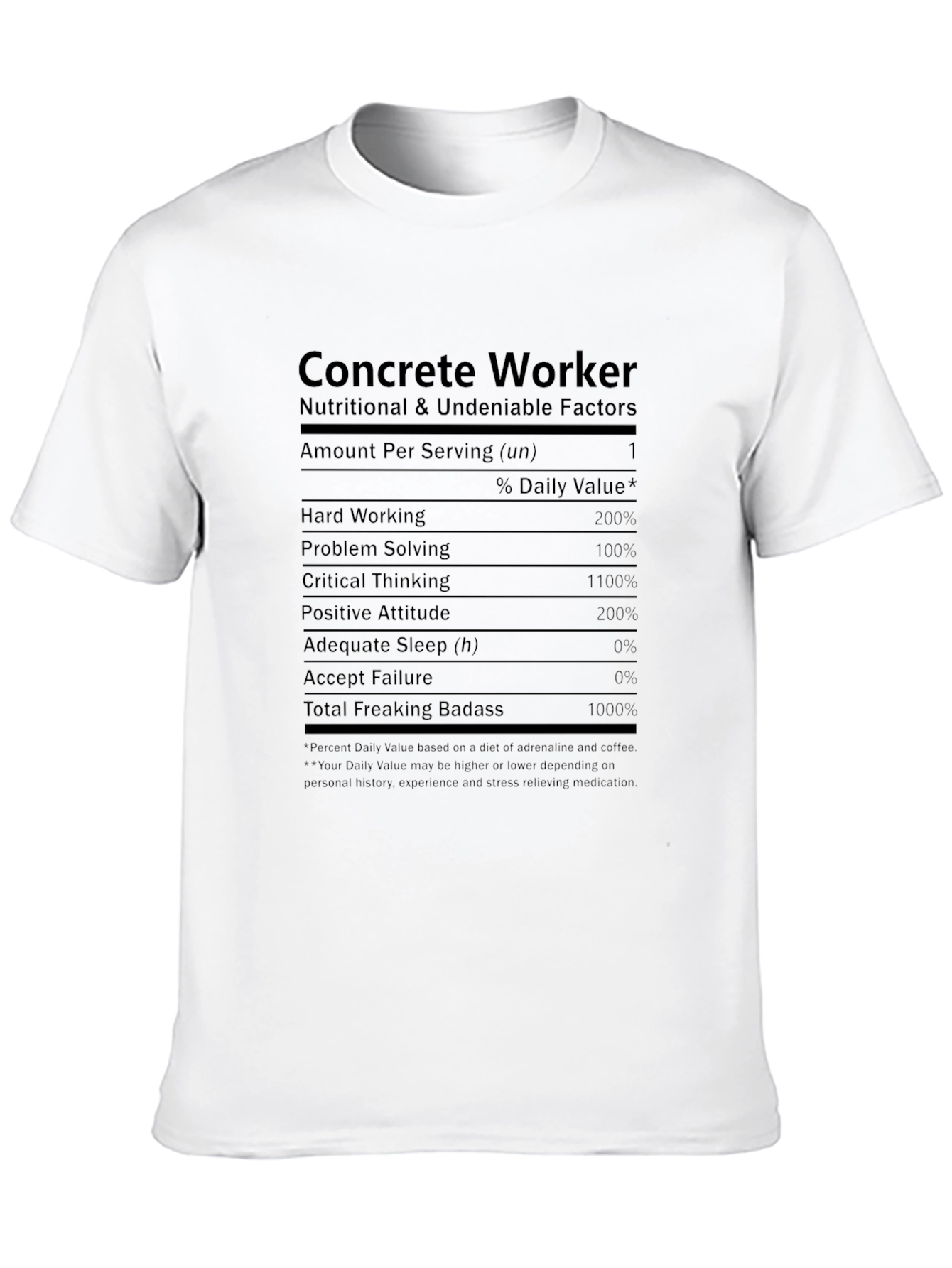 Concrete Worker Nutritional Facts T-Shirt