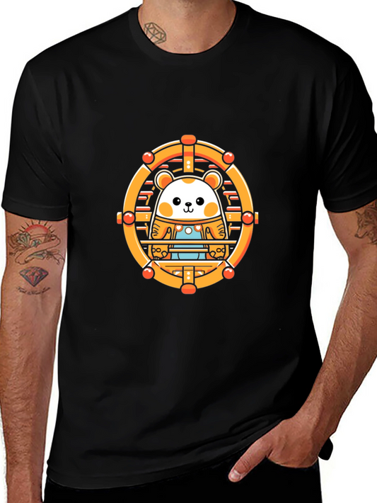 Cute Hamster Wheel Black T-Shirt