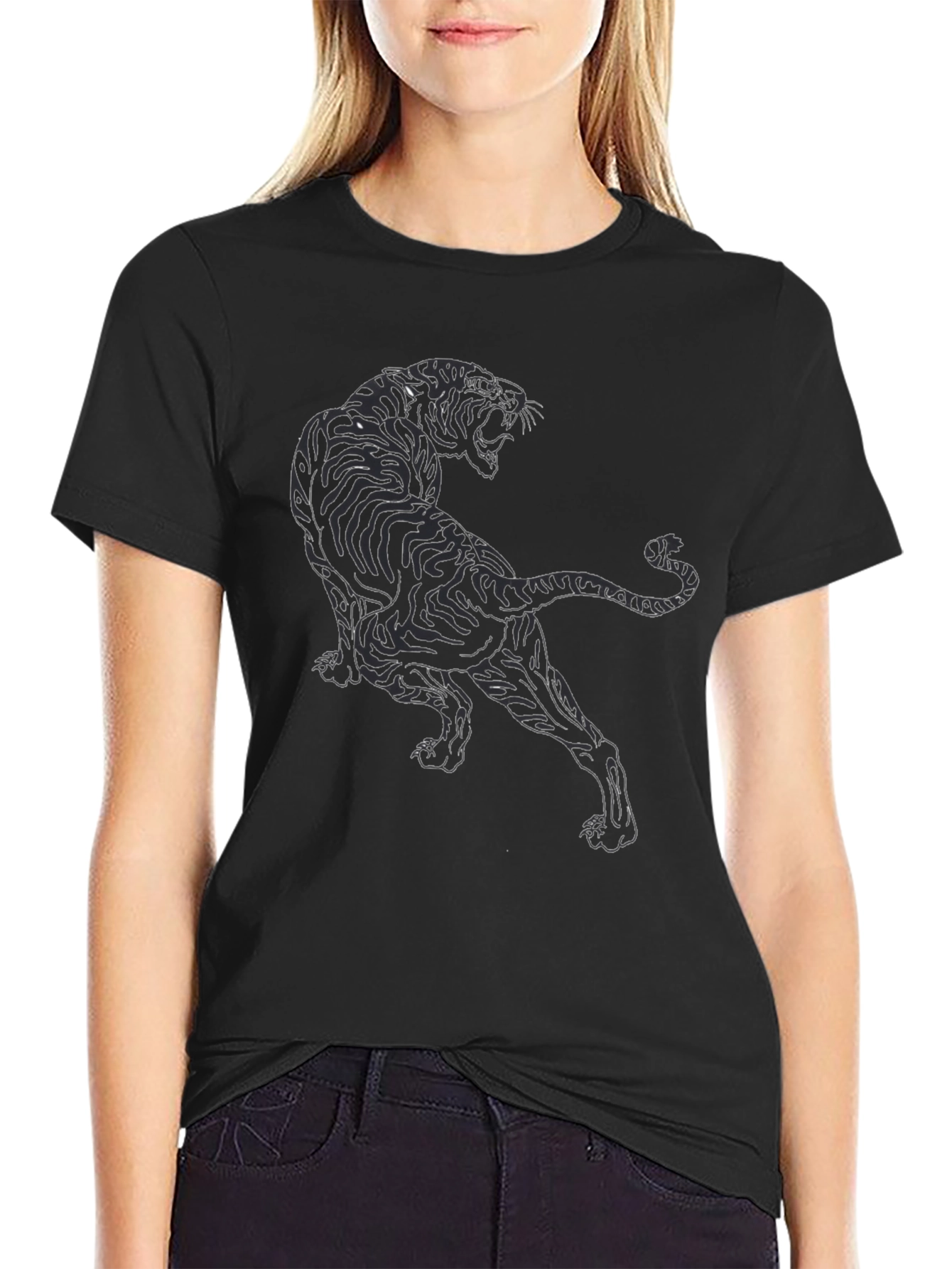 Black Tiger Graphic Tee - Stylish Mens T-Shirt