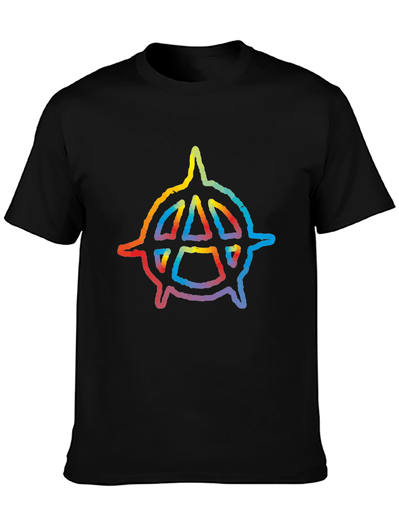 Rainbow Anarchy Symbol Black T-Shirt
