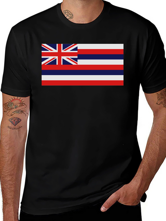 Hawaii Flag Graphic T-Shirt - Black Casual Tee