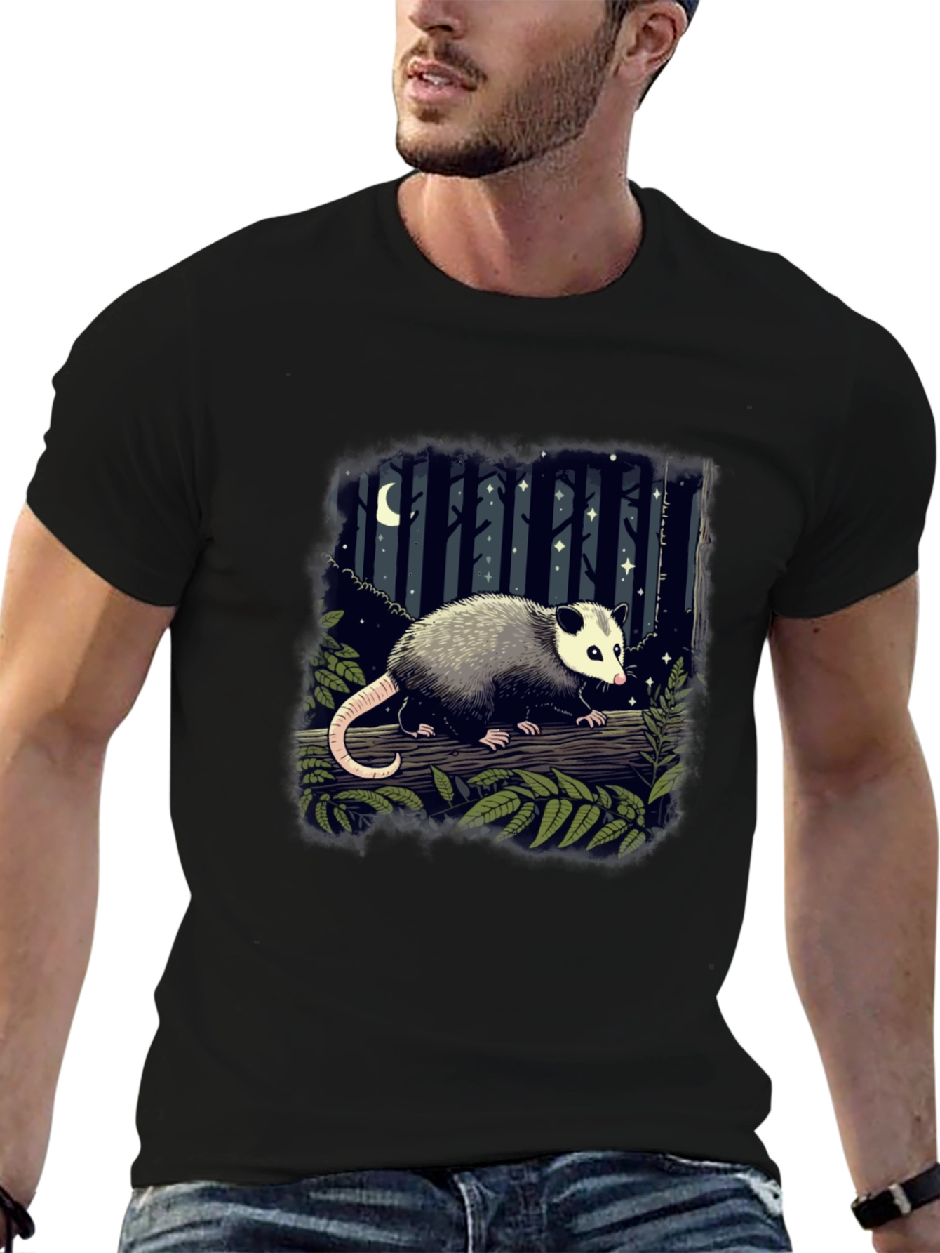 Opossum T-Shirt - Night Forest Design